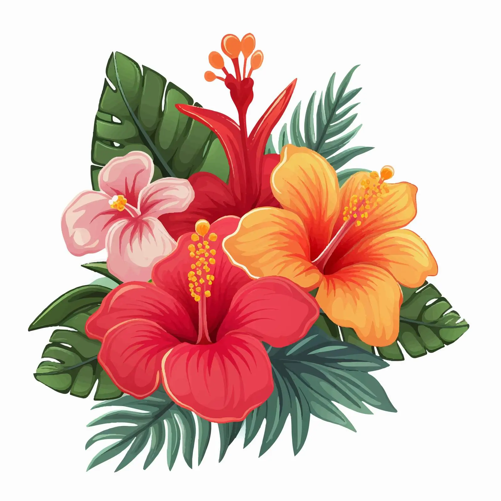 Tropical Exotic Flower Cartoon Vector Illustration — free download from Dotvec