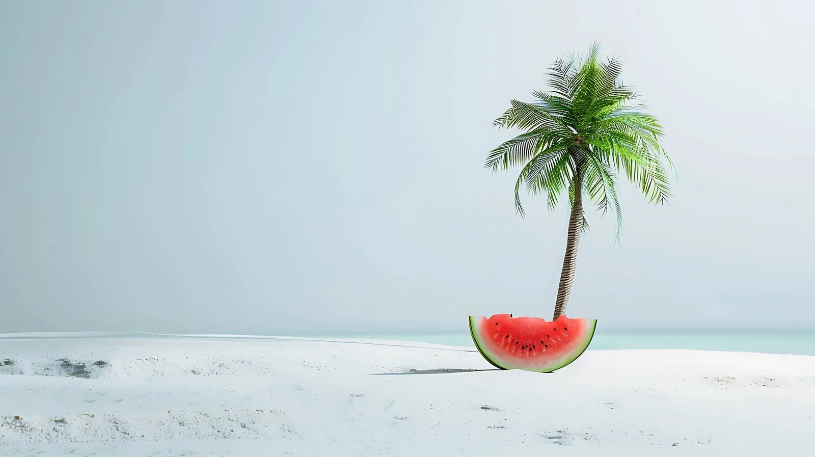 Tropical Beach Watermelon Palm Concept — free download from Dotvec