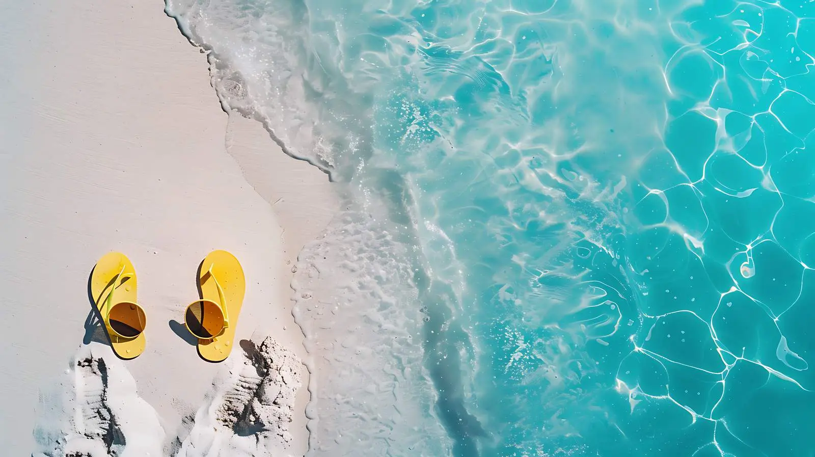 Tropical Beach with White Sand and Footsteps — free download from Dotvec