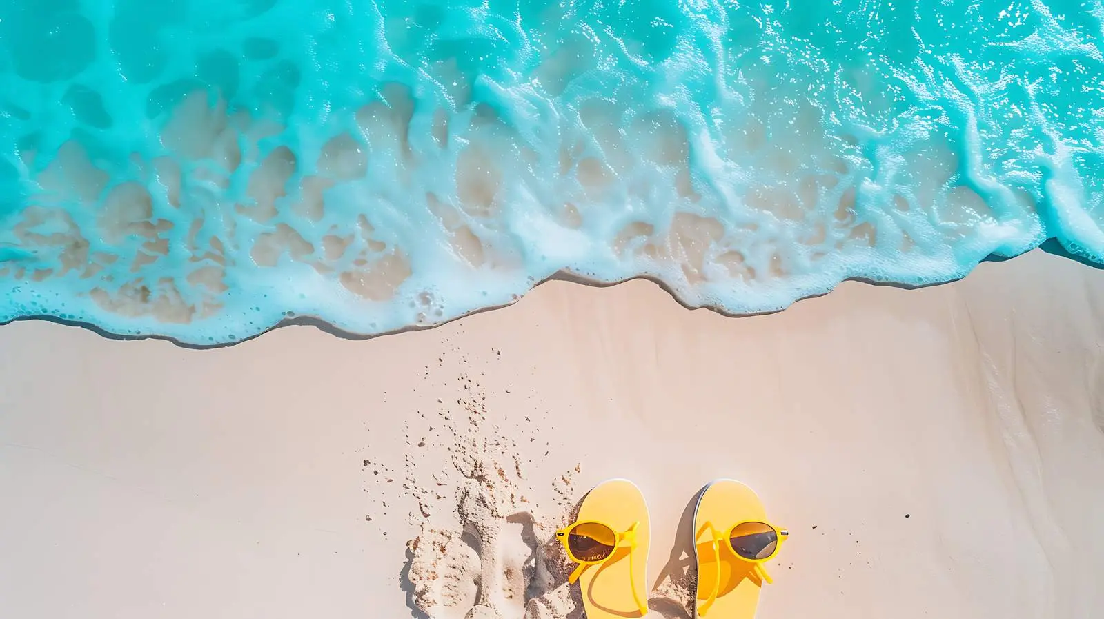 Beautiful Tropical Beach with White Sand Footsteps – free footprint image from Dotvec