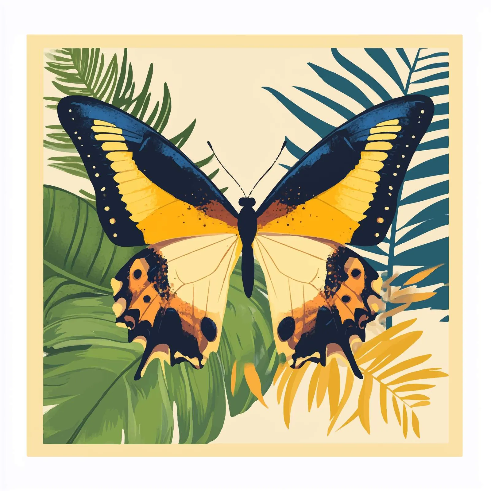Tropical Butterfly Colorful Vector Illustration — free download from Dotvec