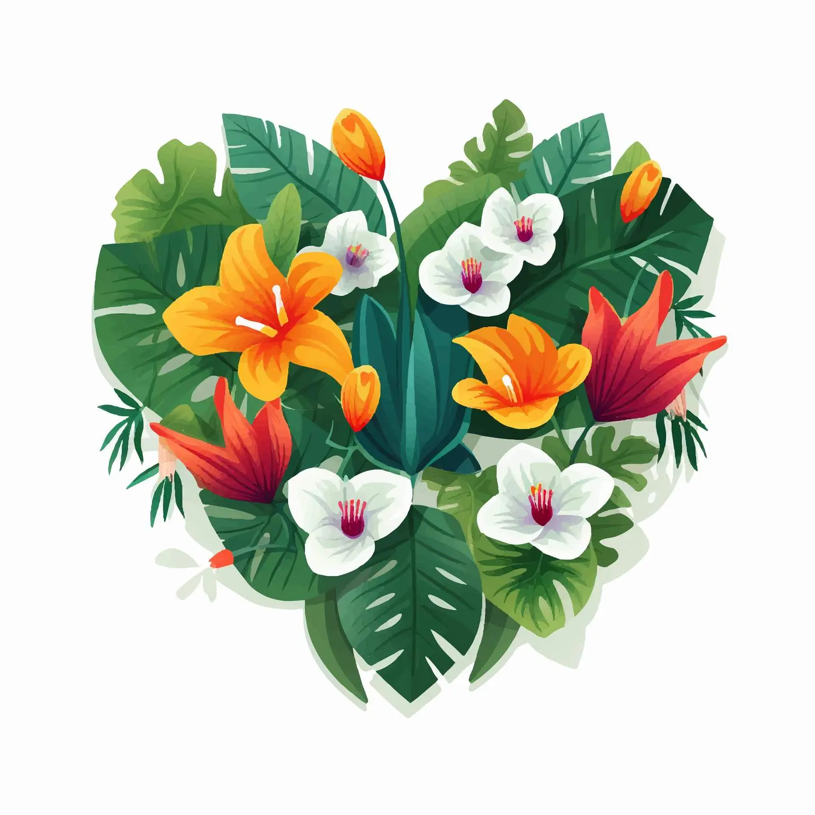 Tropical Blooming Plant with Green Leaves — free download from Dotvec