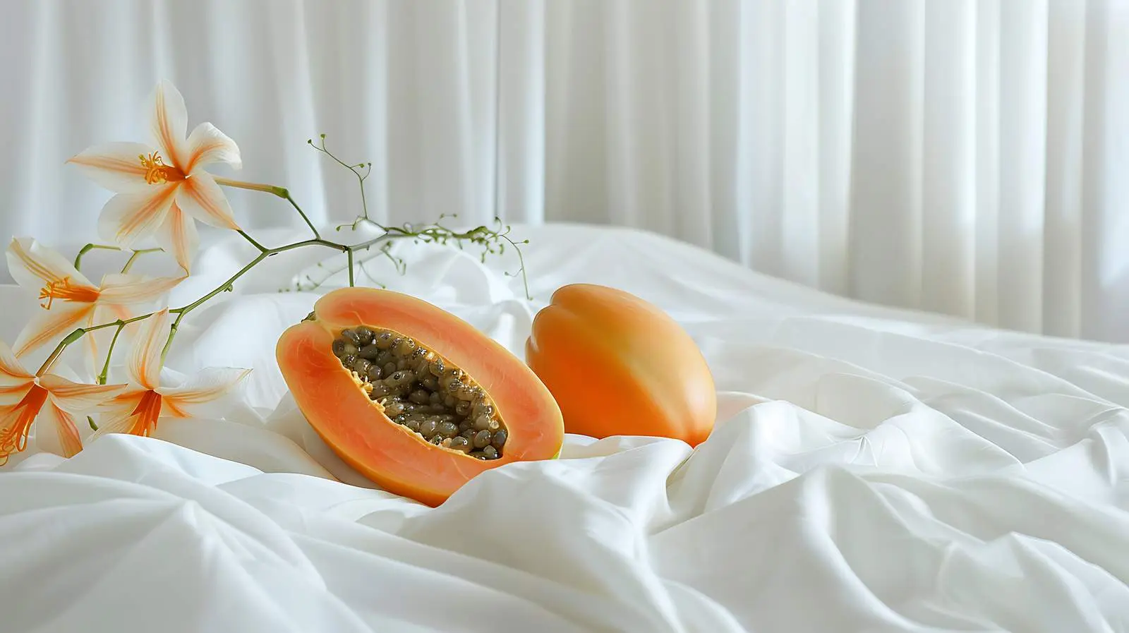 Exotic Papaya Fruit on Bed Background — free download from Dotvec