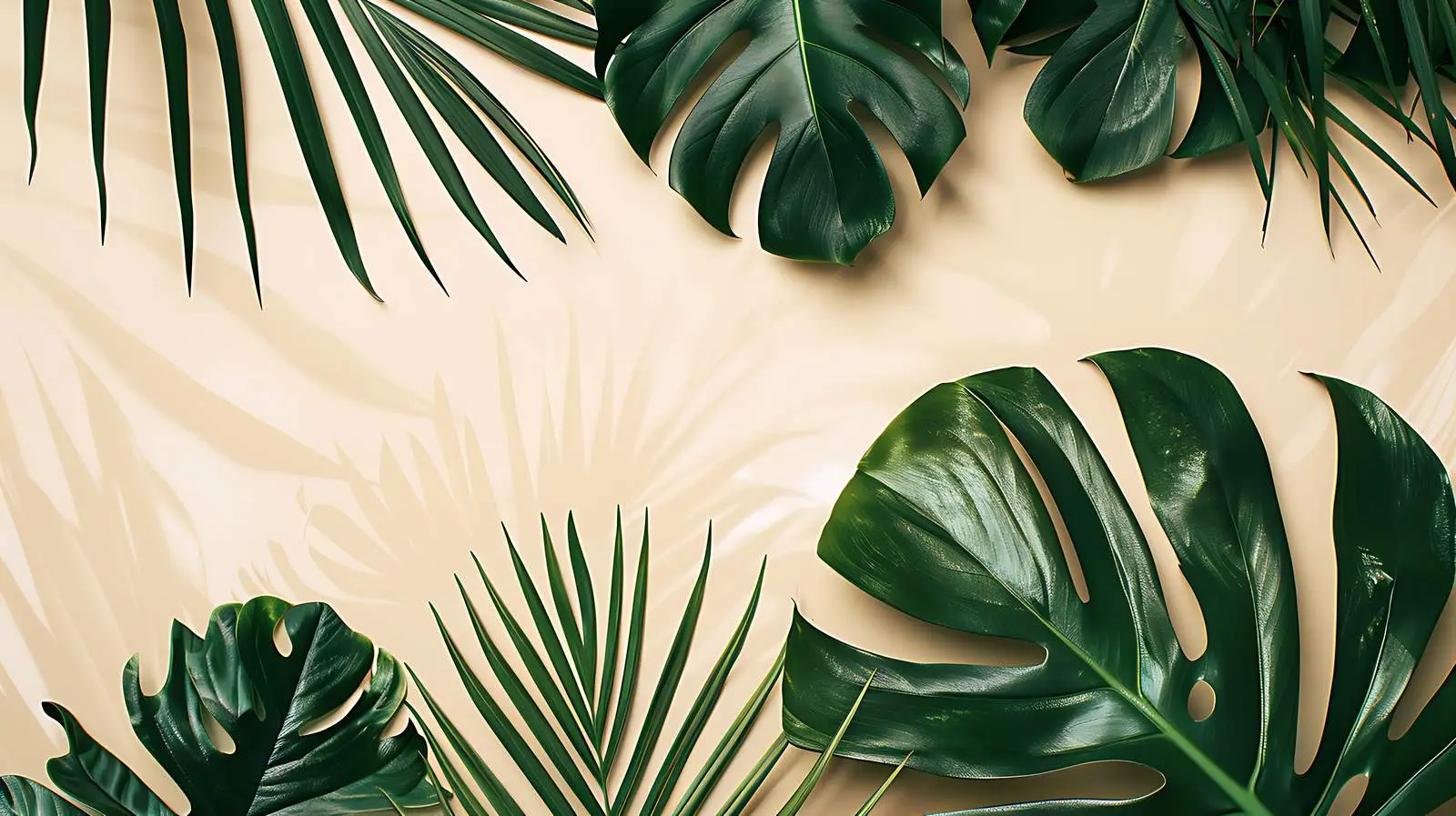Aesthetic Minimalist Tropical Palm Leaves Background — free download from Dotvec