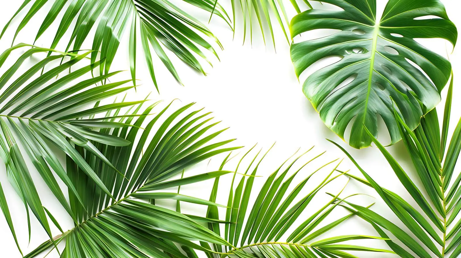 Exotic Tropical Palm Leaves on White Background – free tropical design image from Dotvec