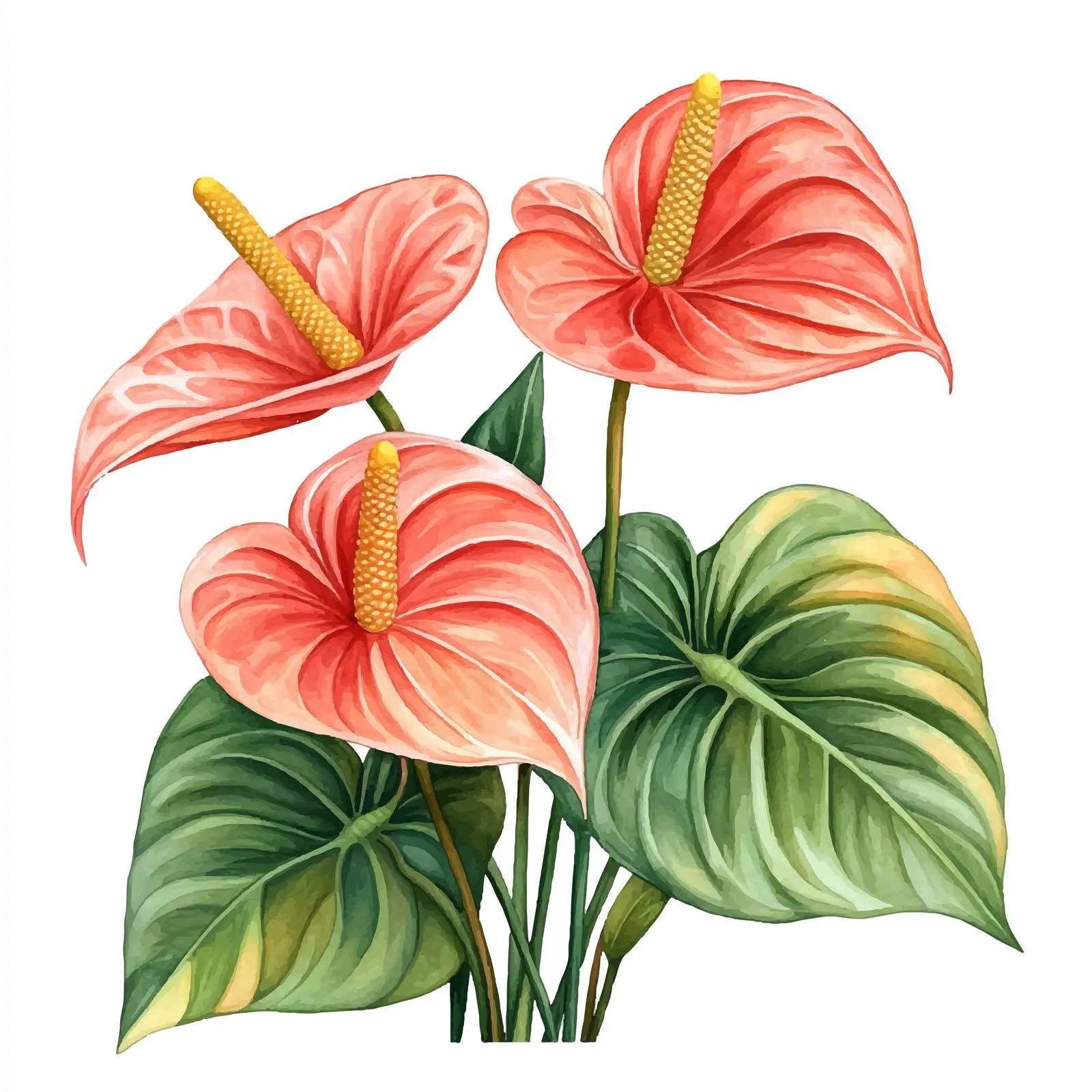 Tropical Anthurium Flowers on White Background — free download from Dotvec