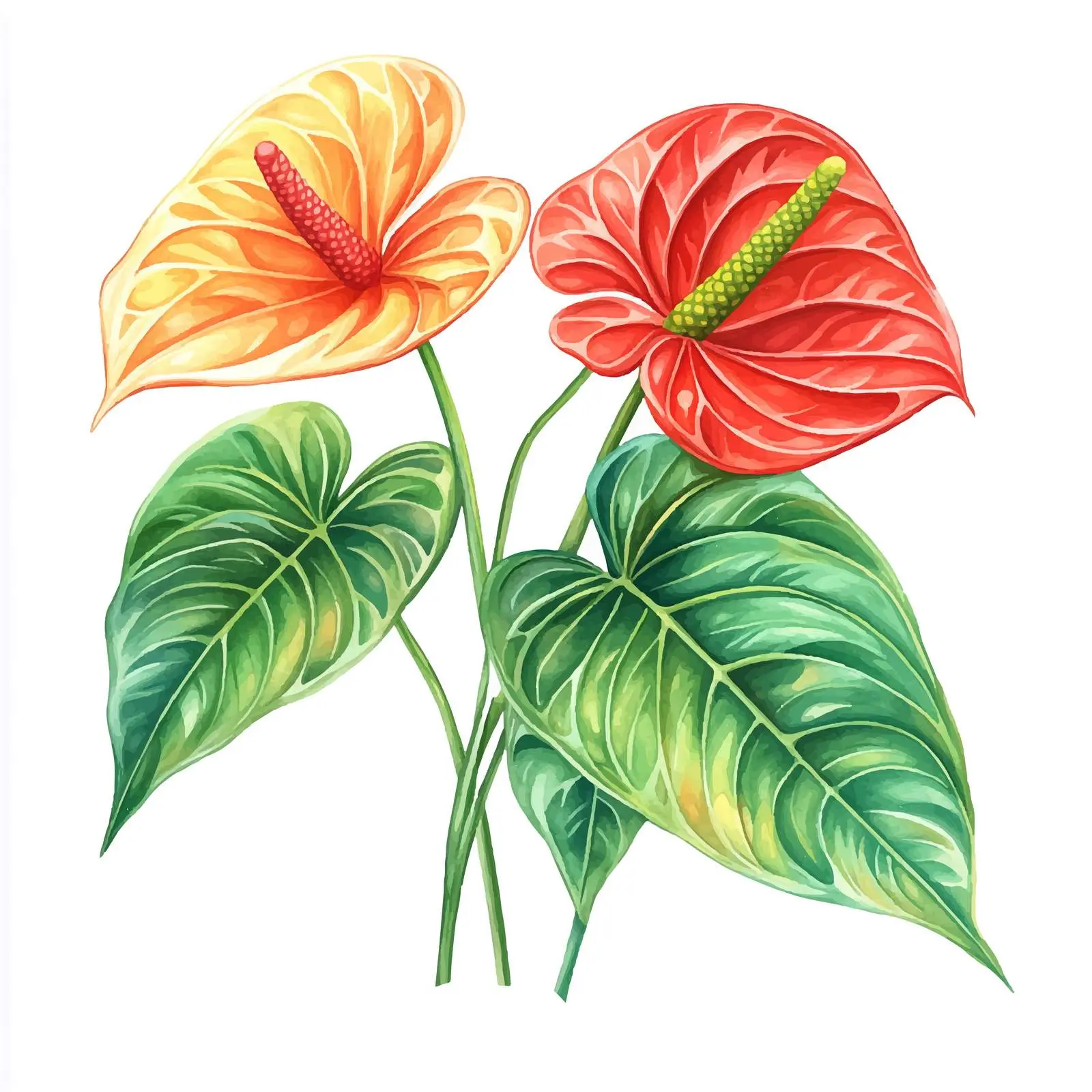 Anthurium Tropical Flowers on White Background — free download from Dotvec