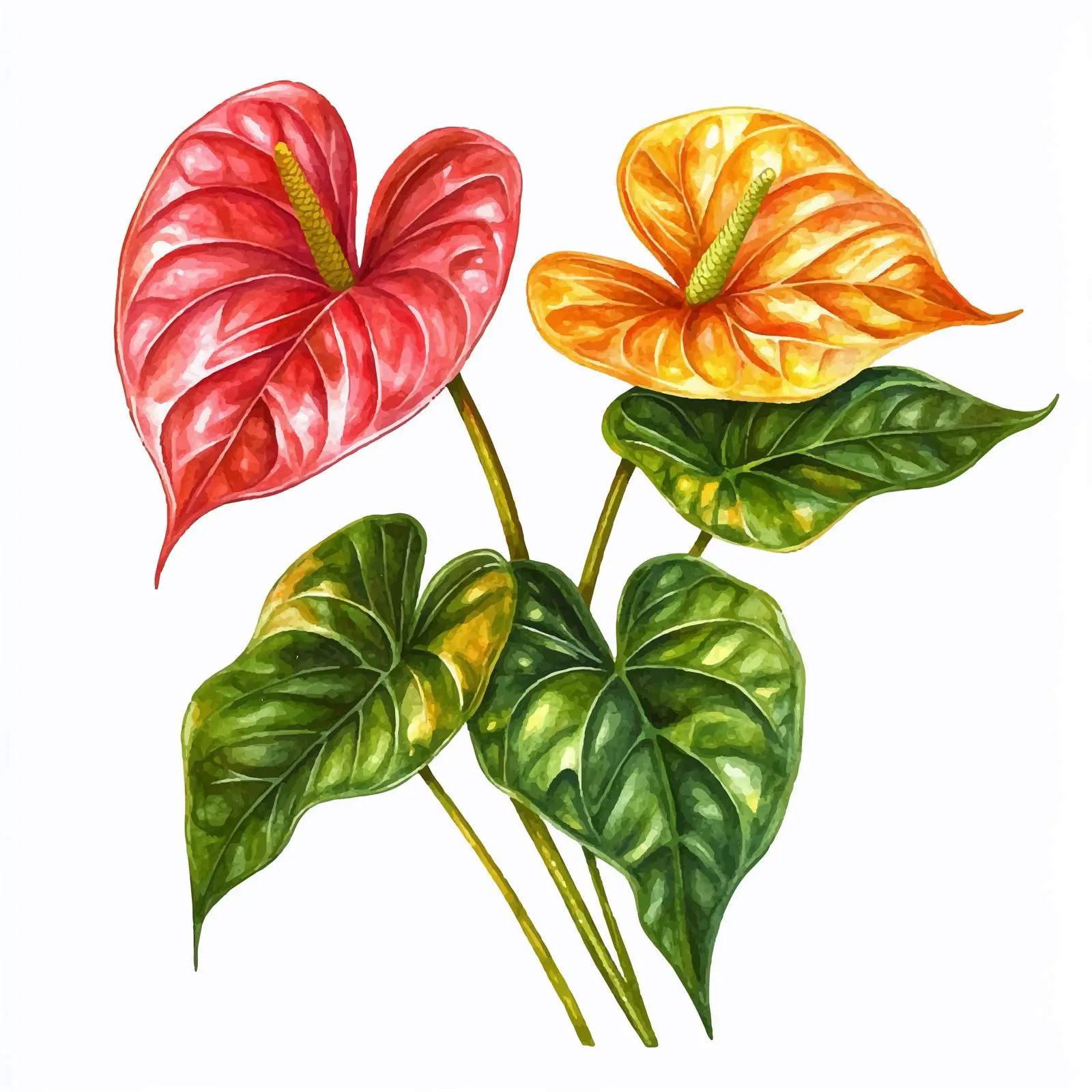 Tropical Anthurium Leaves on White Background – free verdant image from Dotvec