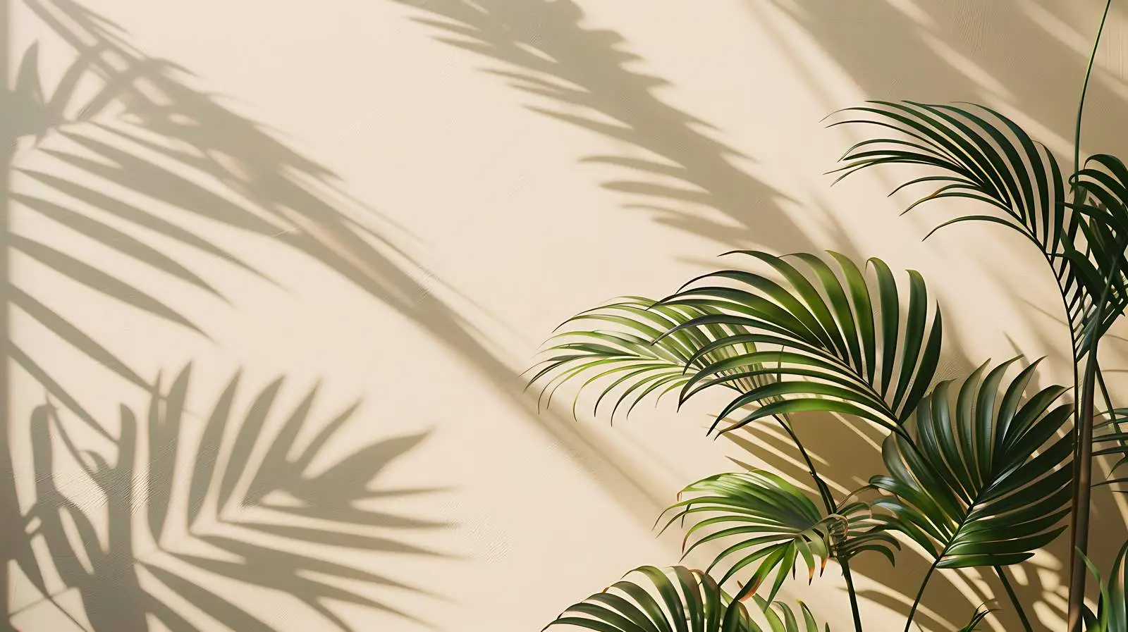 Minimalistic Tropical Palm Branches on Beige Wall — free download from Dotvec