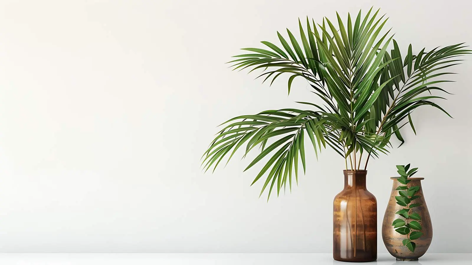 Tropical Palm Leaves in Vintage Bottle – free photographic print image from Dotvec