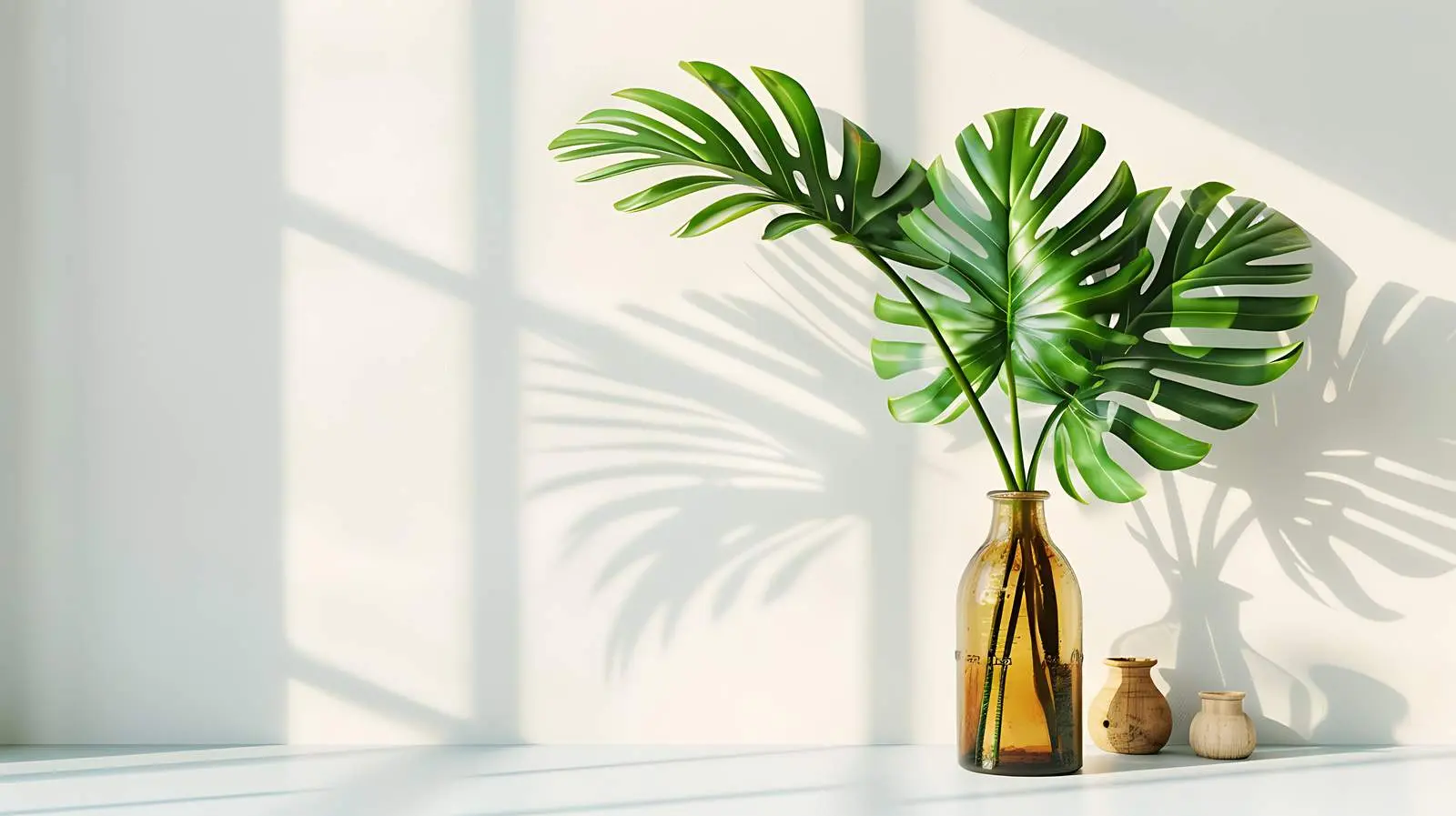 Palm Leaves in Vintage Bottle Decor — free download from Dotvec