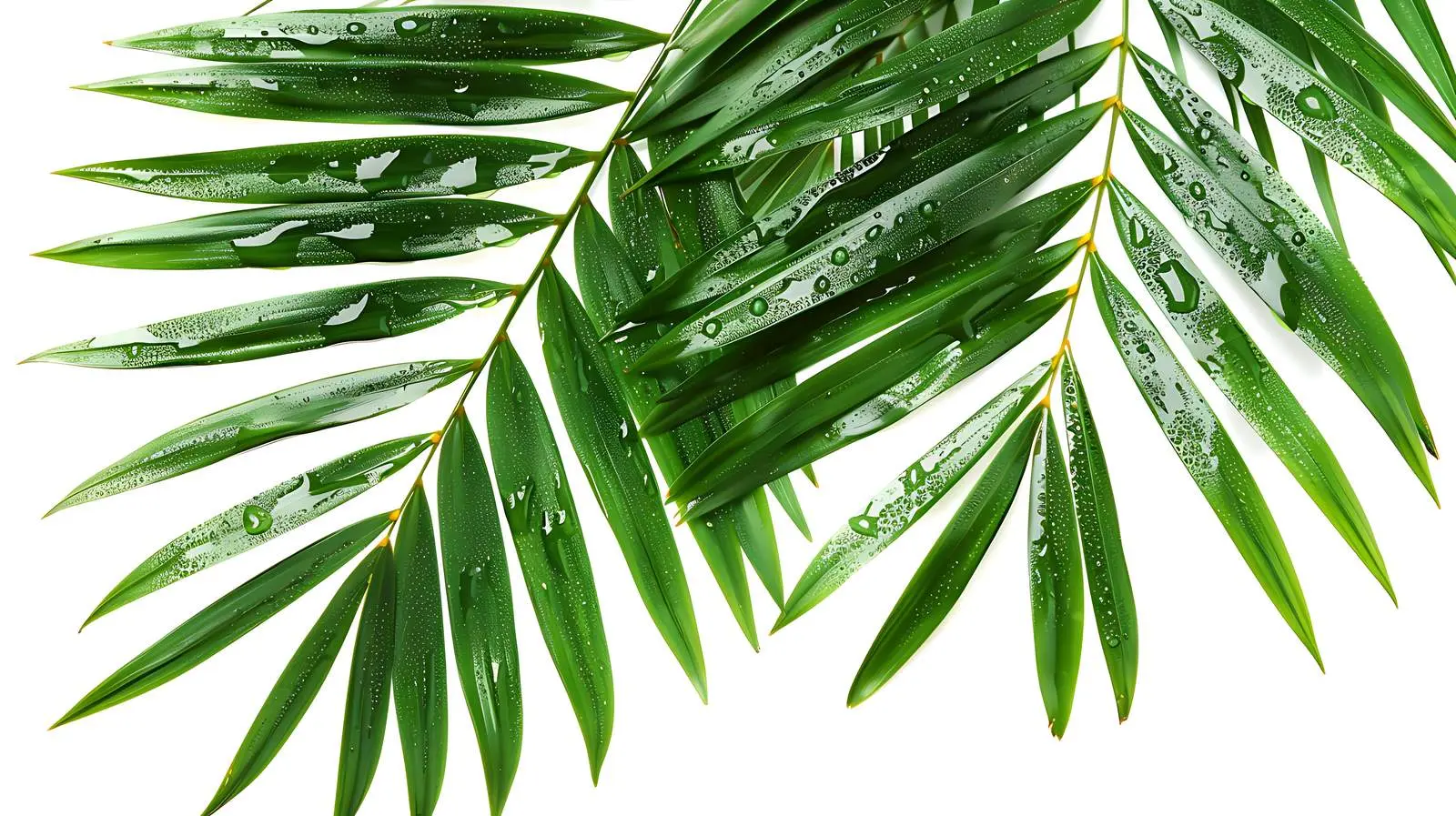Tropical Palm Leaves with Water Drops on White — free download from Dotvec