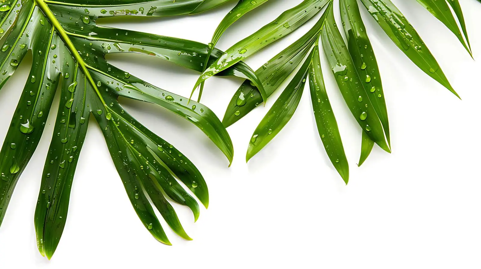 Tropical Palm Leaves with Water Drops on White Background — free download from Dotvec