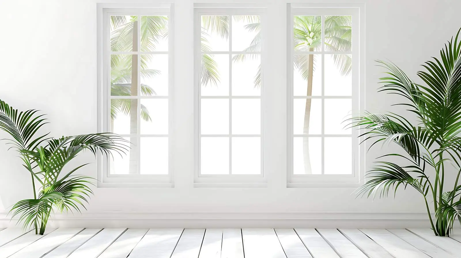 Aesthetic Minimal Home Interior with Palm Leaves — free download from Dotvec