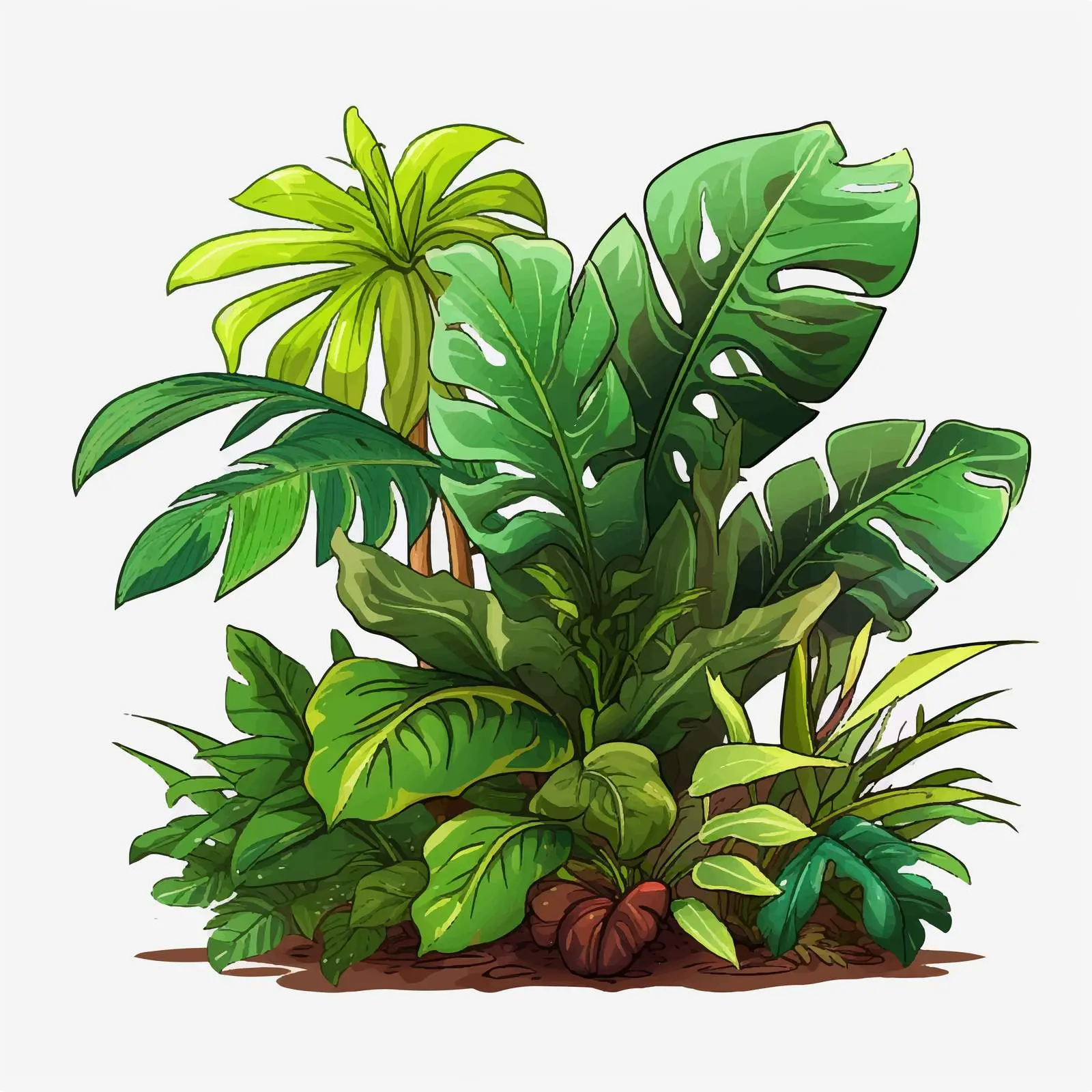 Tropical Plant Vector Illustration on Transparent Background — free download from Dotvec