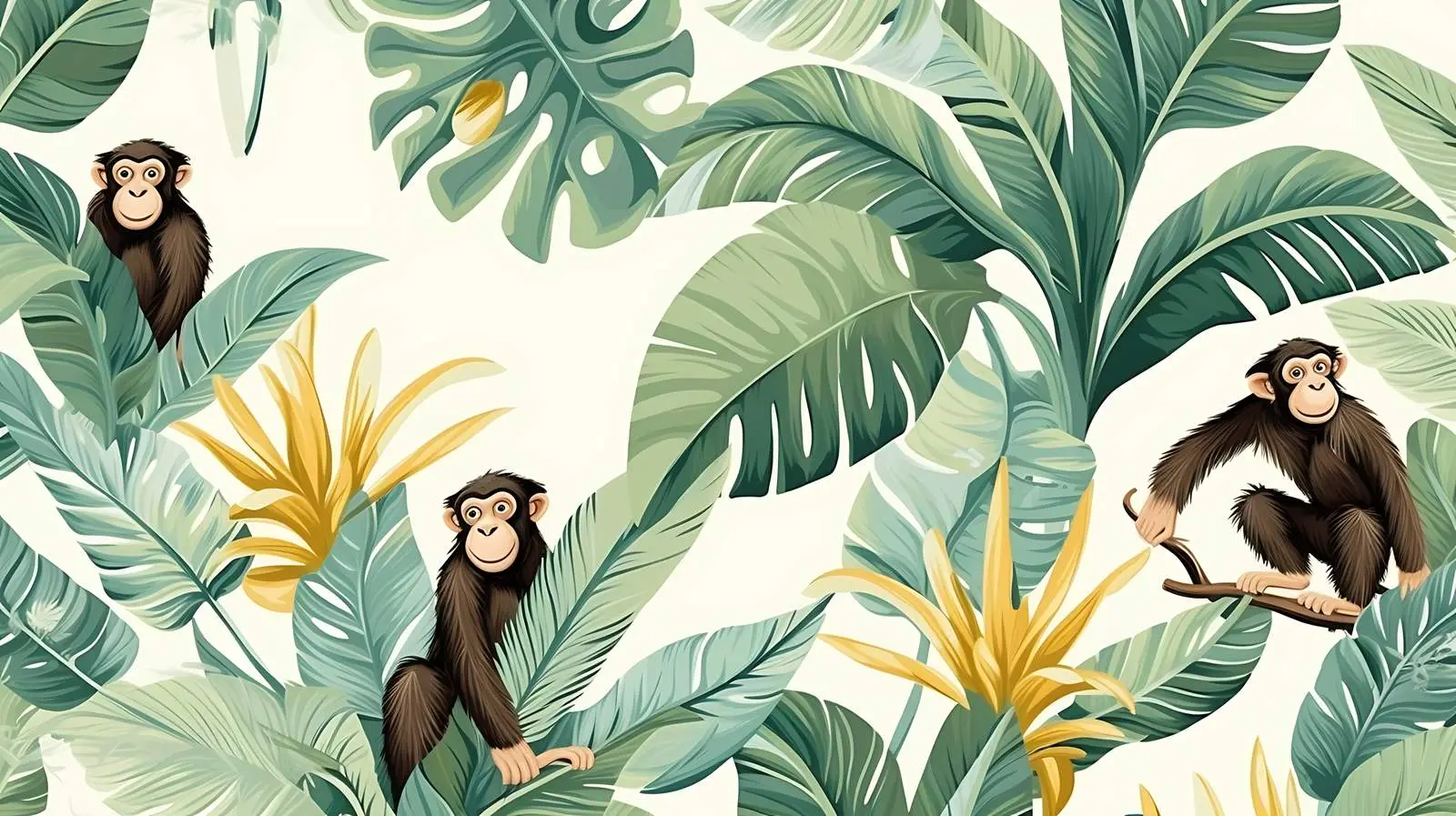 Tropical Monkeys Banana Seamless Pattern — free download from Dotvec