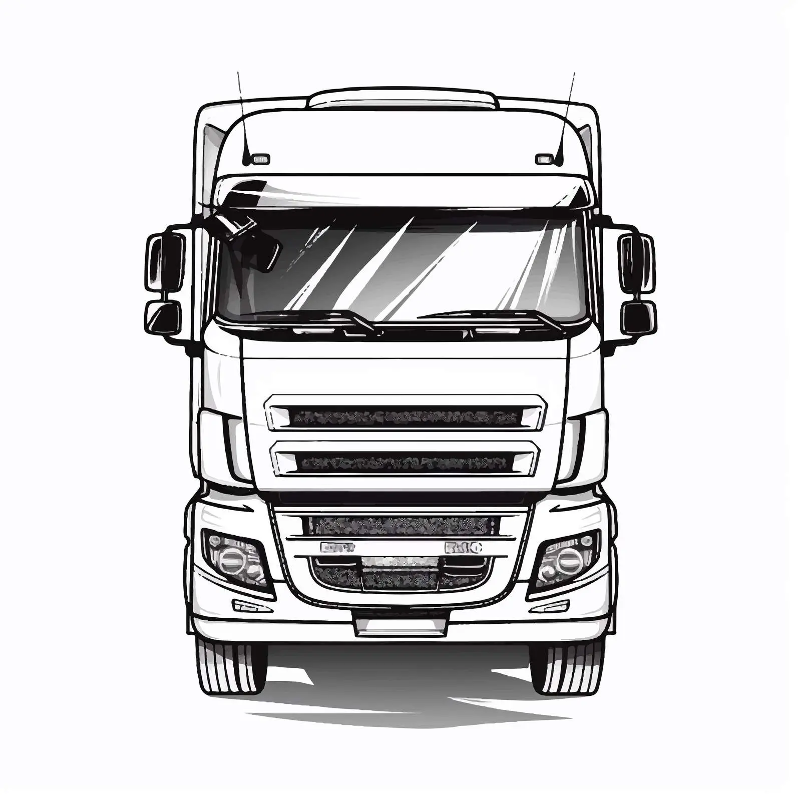 Line Art Truck Vector Illustration on White Background – free public transport image from Dotvec