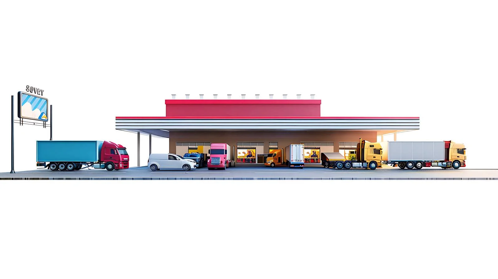 Ohio Truck Stop with Isolated Trucks — free download from Dotvec