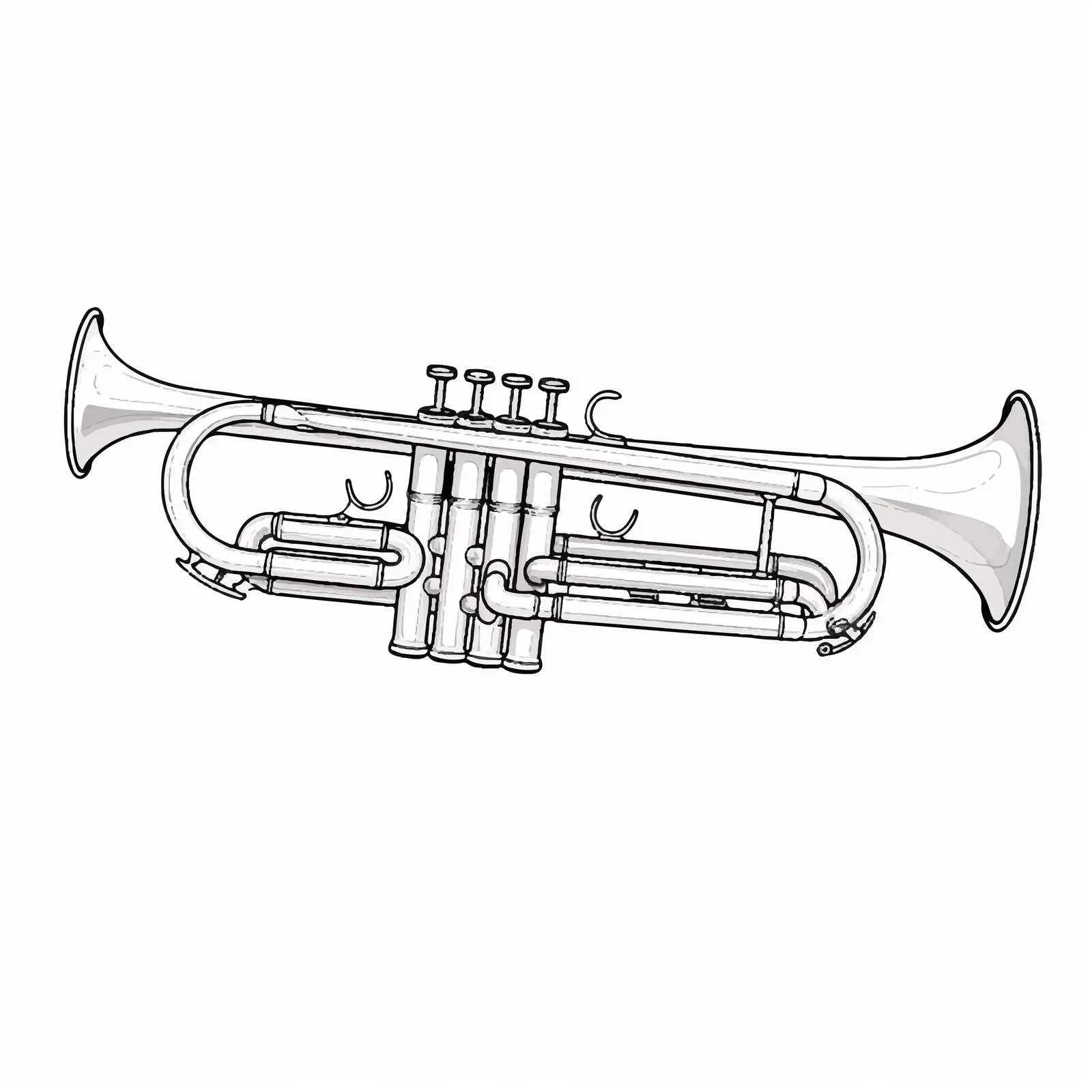 Isolated Trumpet Outline Illustration on White Background — free download from Dotvec
