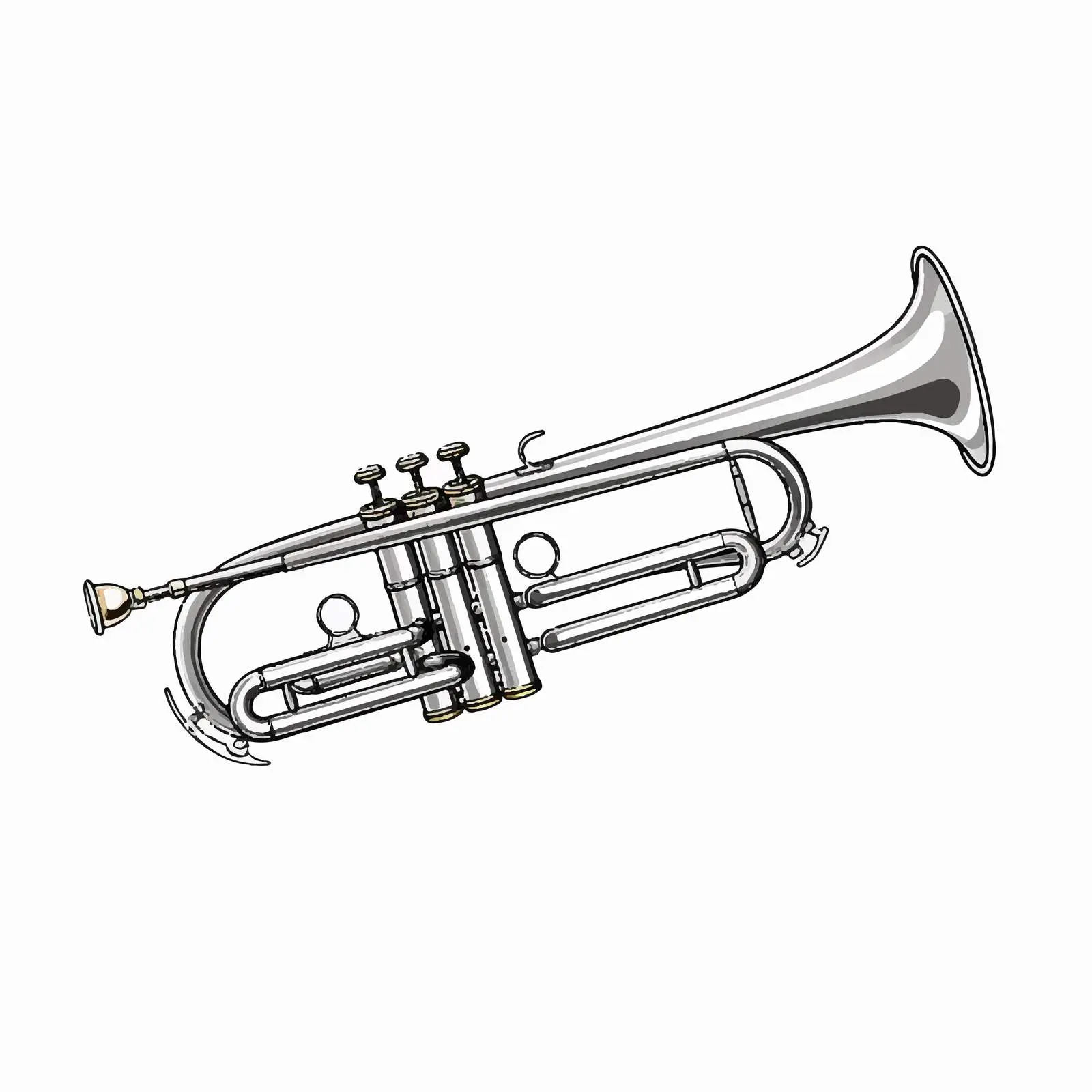 Outline Illustration of Trumpet on White Background — free download from Dotvec