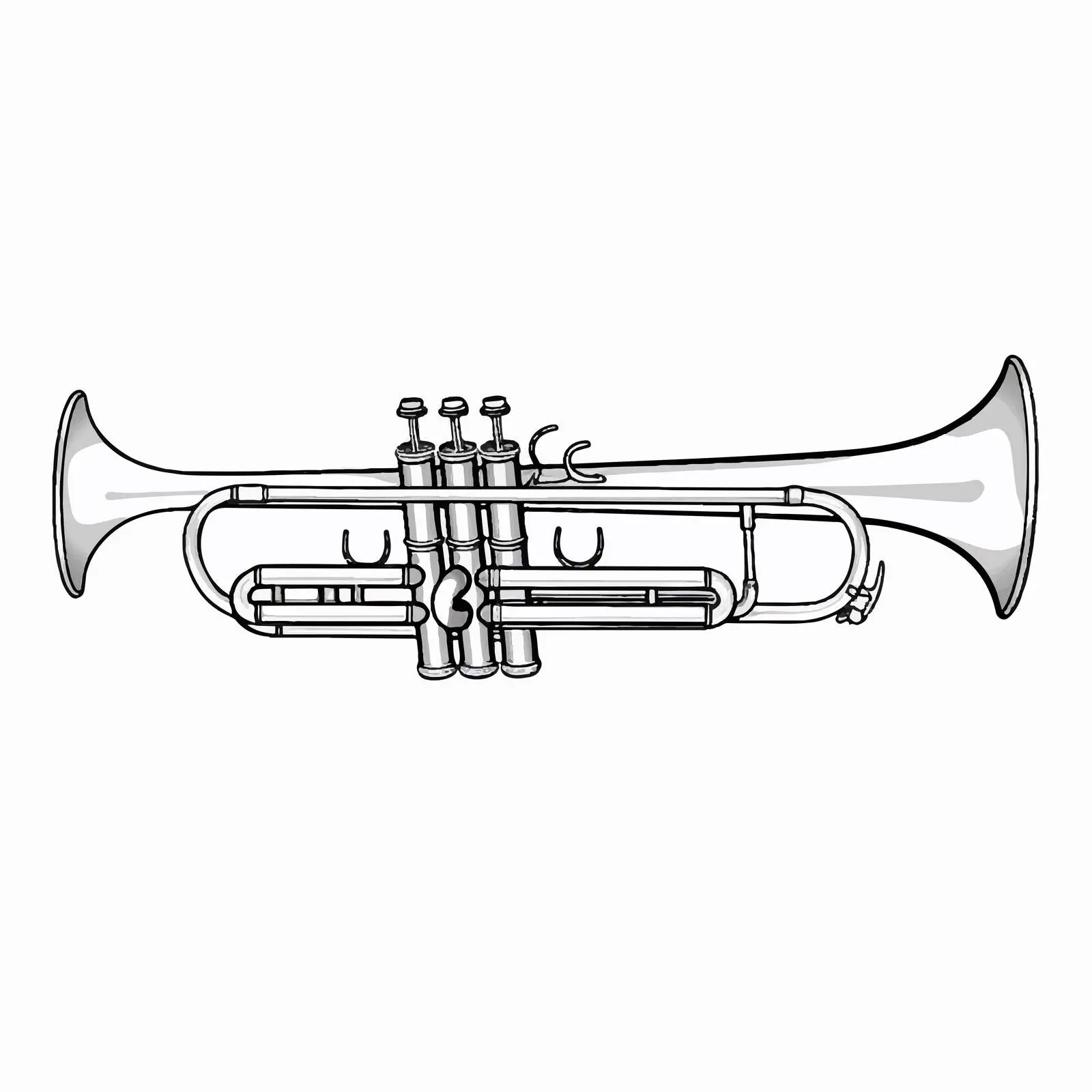 Isolated Trumpet Outline Illustration on White Background — free download from Dotvec