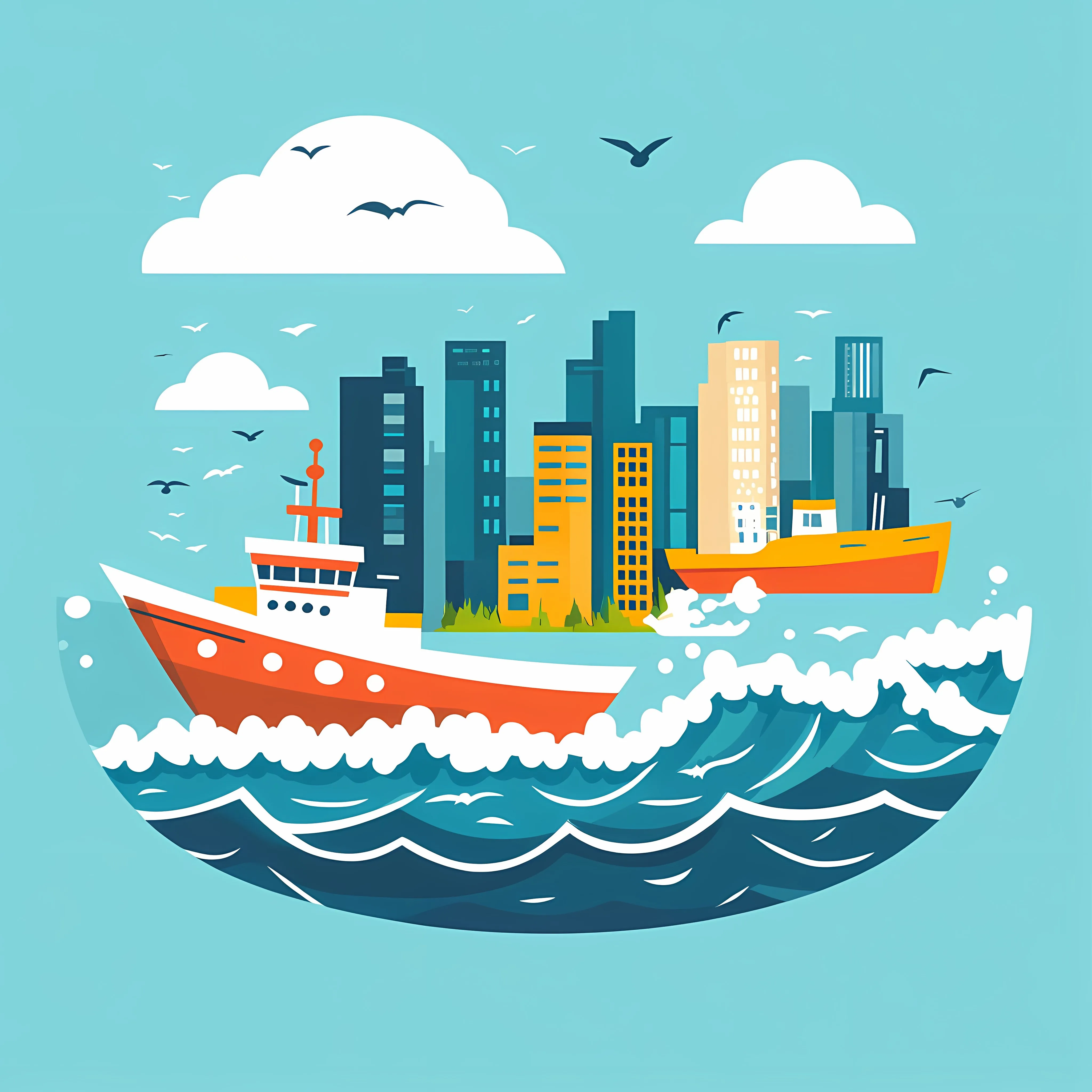 Tsunami Wave Background in Cartoon Style — free download from Dotvec