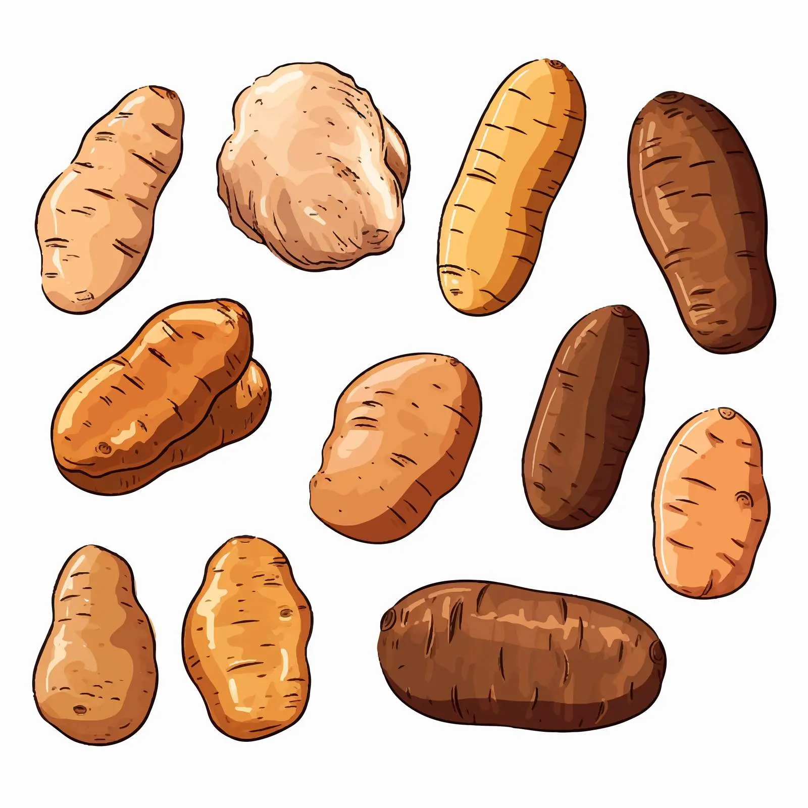 Line Vector Illustration of Isolated Tubers — free download from Dotvec