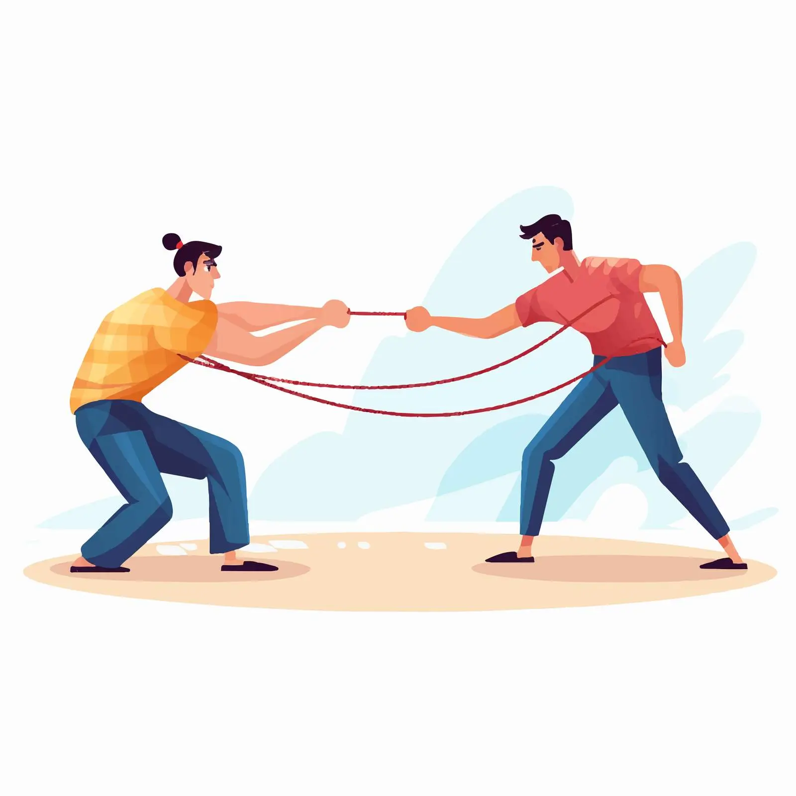 Man vs Guy Tug of War Vector Illustration — free download from Dotvec