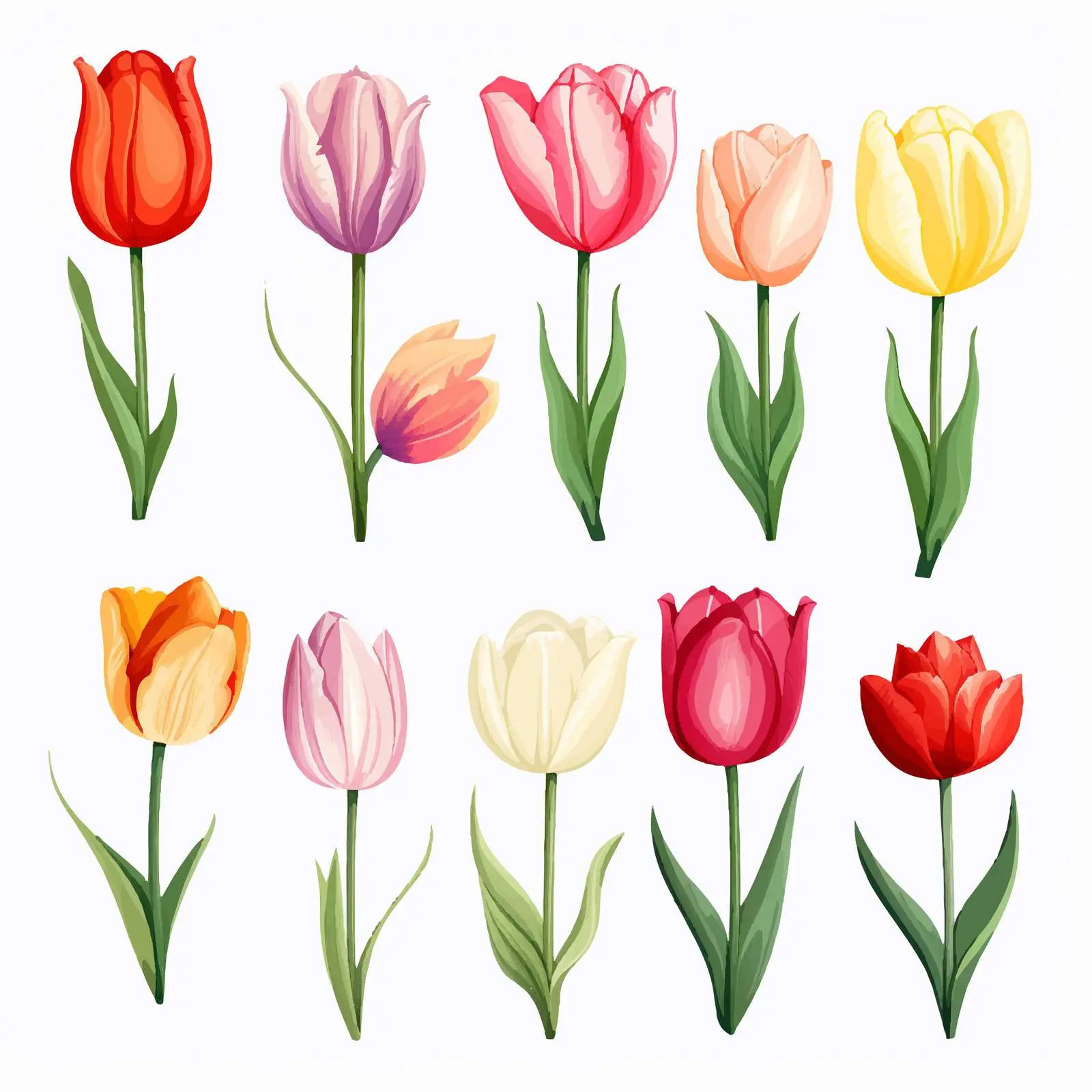 Tulip Flower Line Vector Illustration on White Background — free download from Dotvec