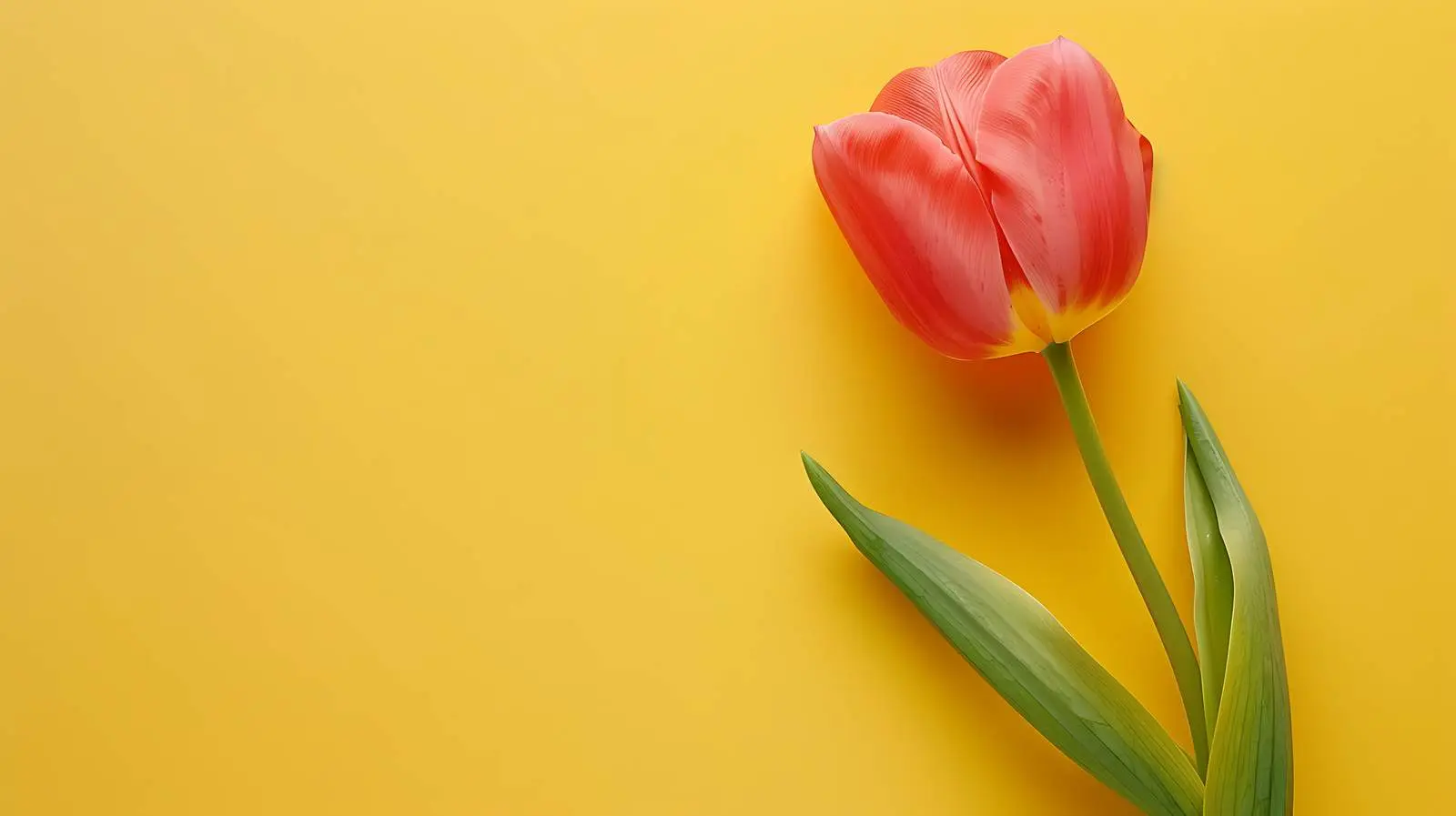 Tulip Flower on Yellow Background Flat Lay — free download from Dotvec