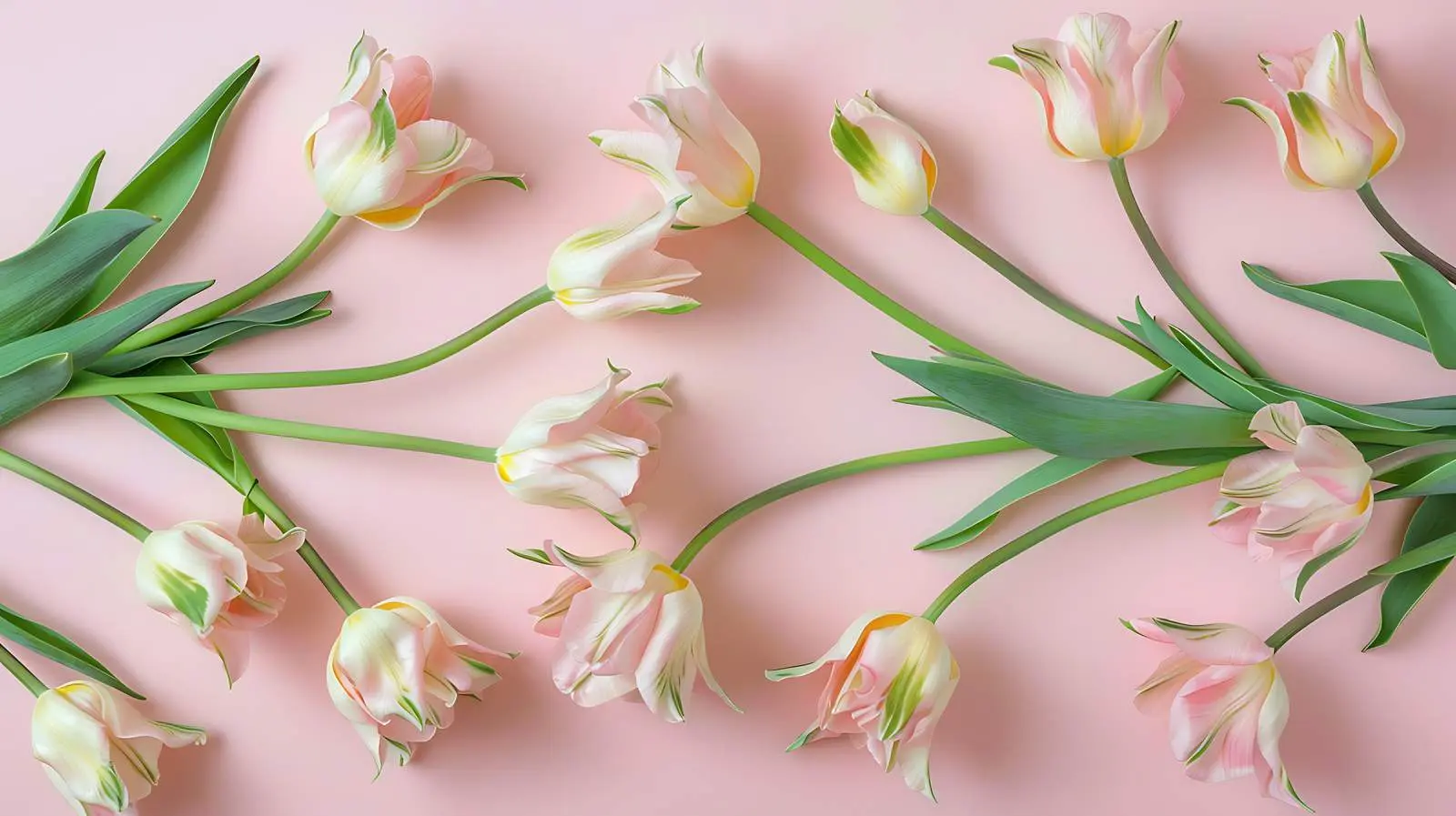 Tulip Bouquet on Pastel Blue Flat Lay — free download from Dotvec