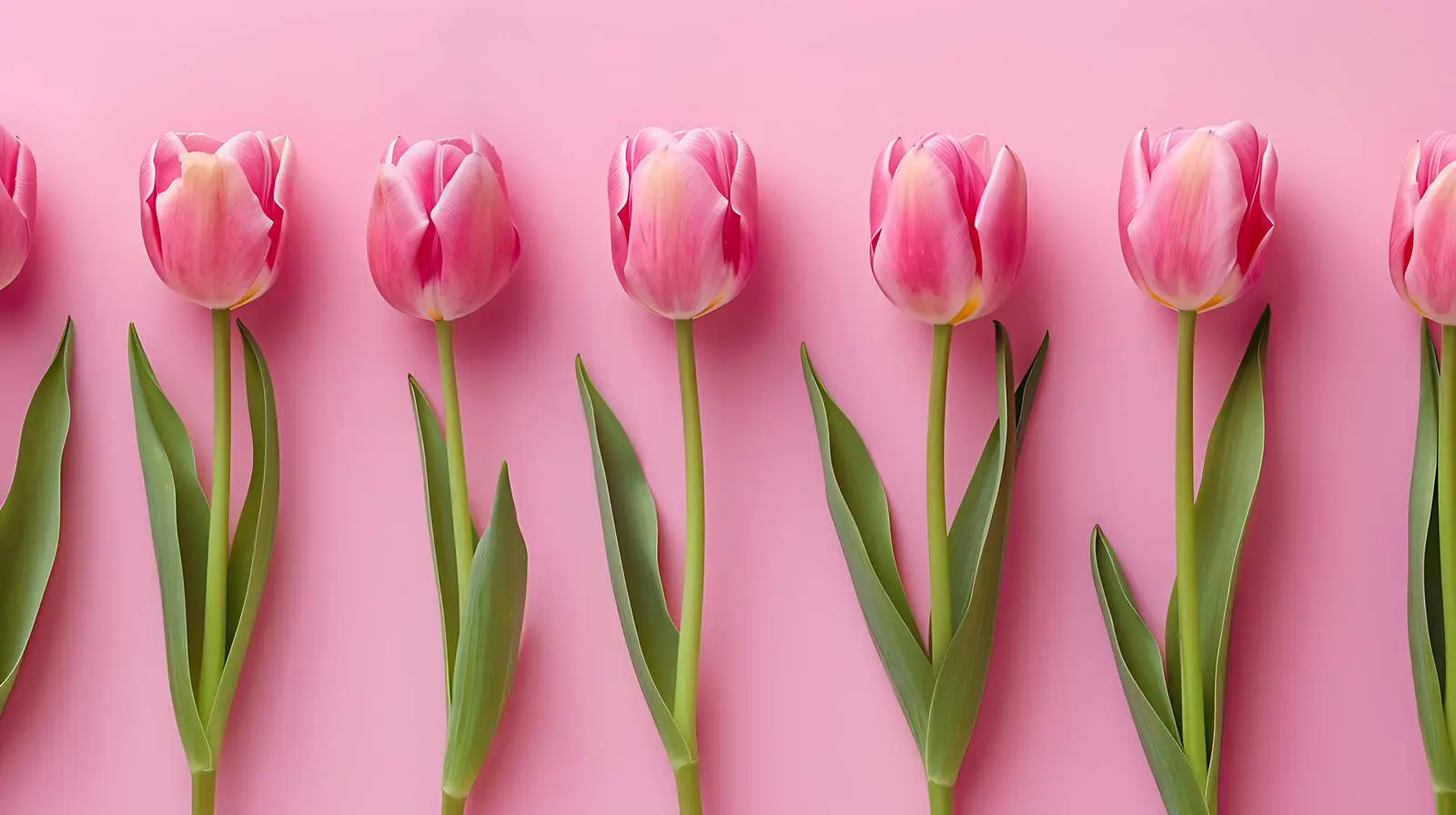 Tulips on Pink Background Flat Lay — free download from Dotvec