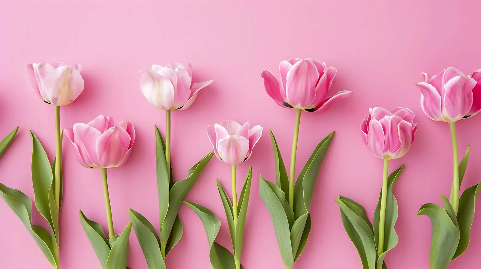 Minimalist Tulips on Pink Background Flat Lay — free download from Dotvec