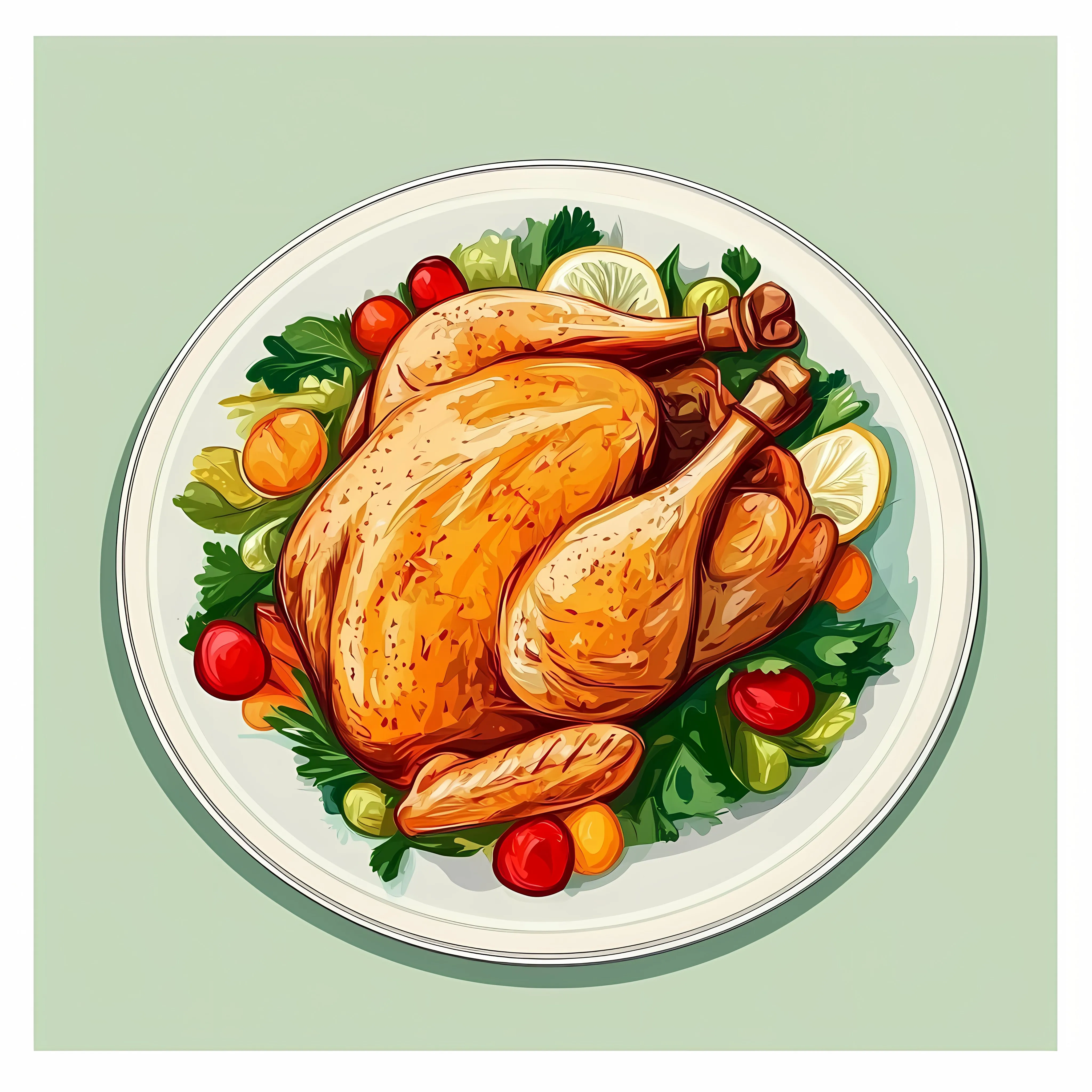 Turkey Dinner Poster on Green Background – free gourmet meal image from Dotvec