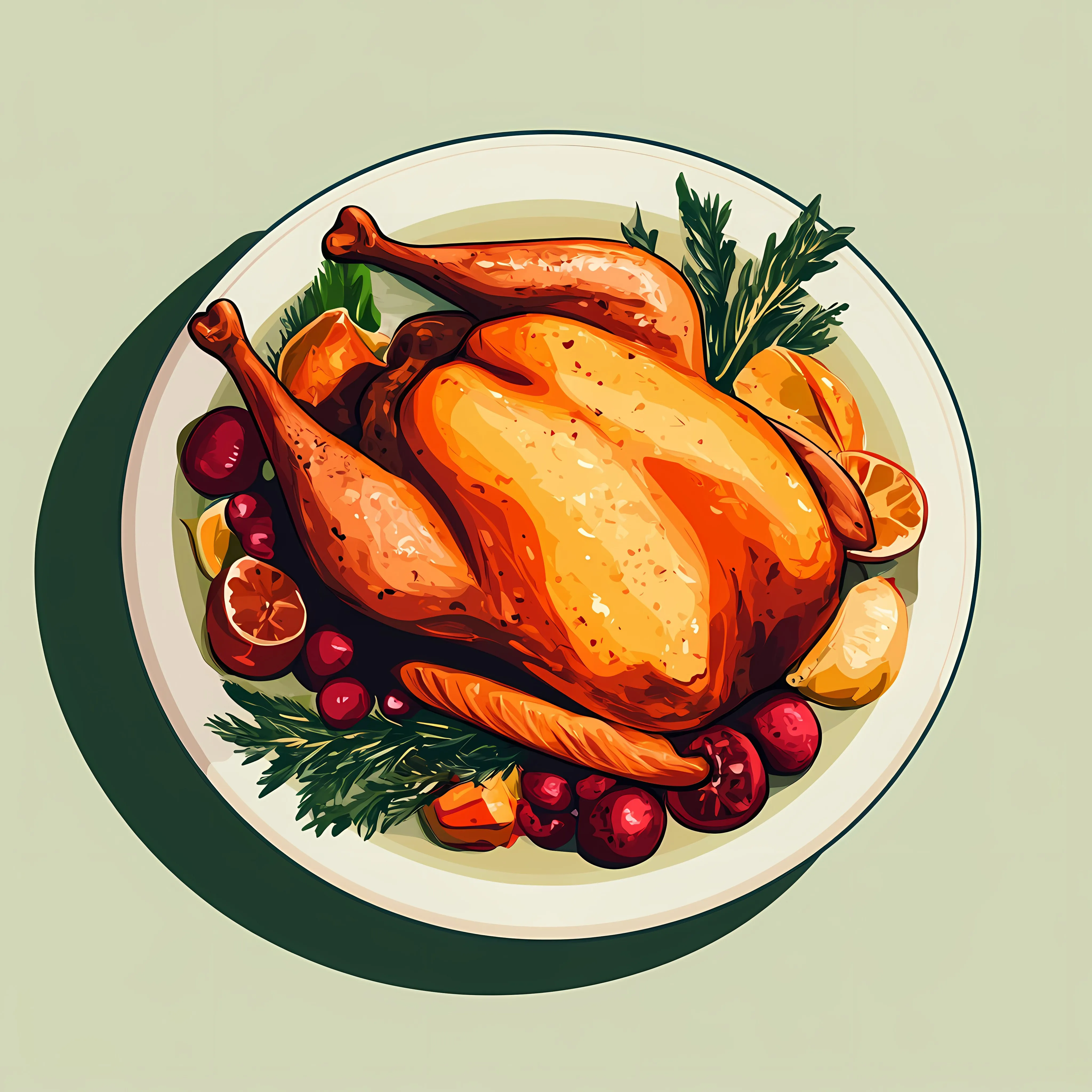 Turkey Dinner Poster on Green Background – free traditional dish image from Dotvec