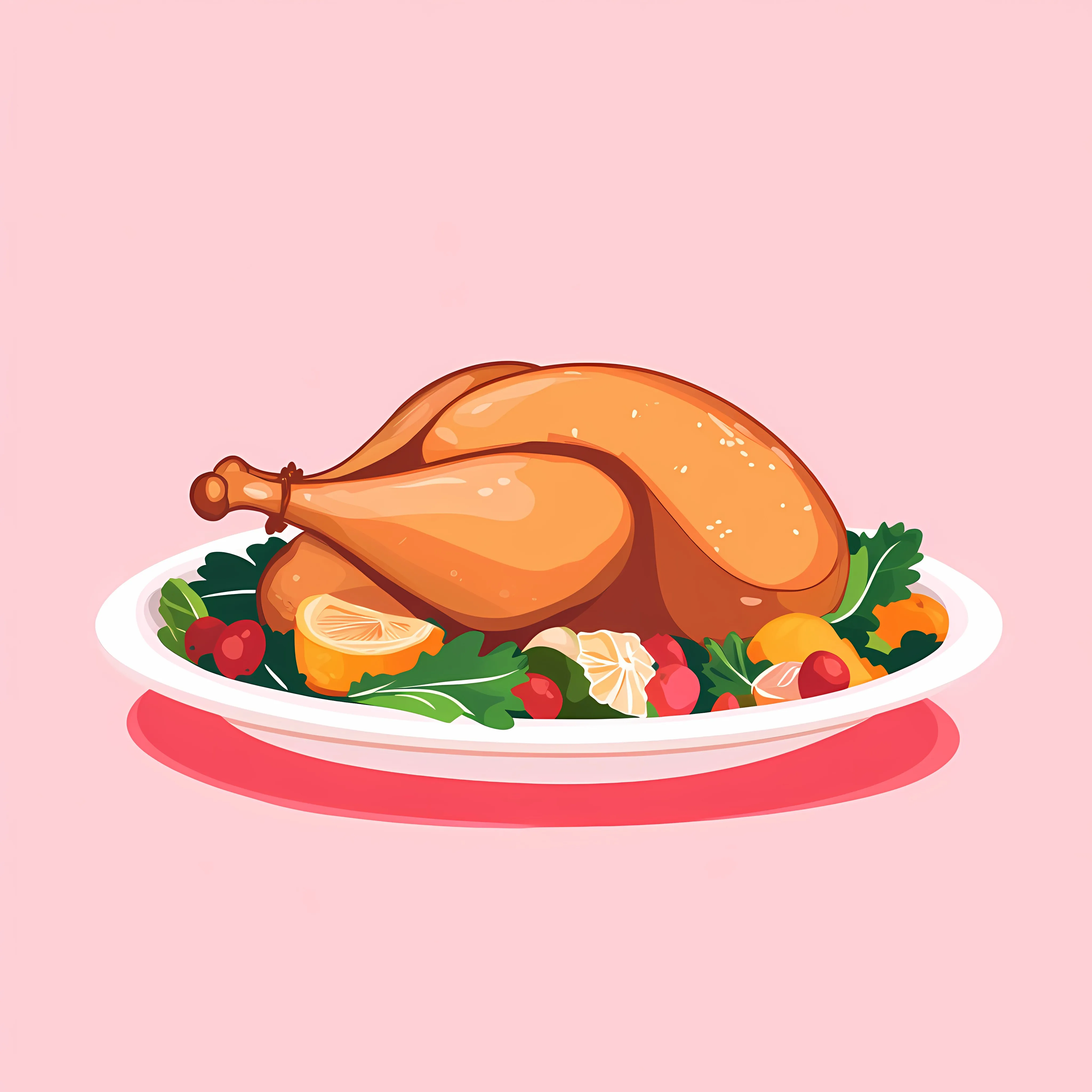 Turkey Dinner Poster on Pink Background – free traditional dish image from Dotvec