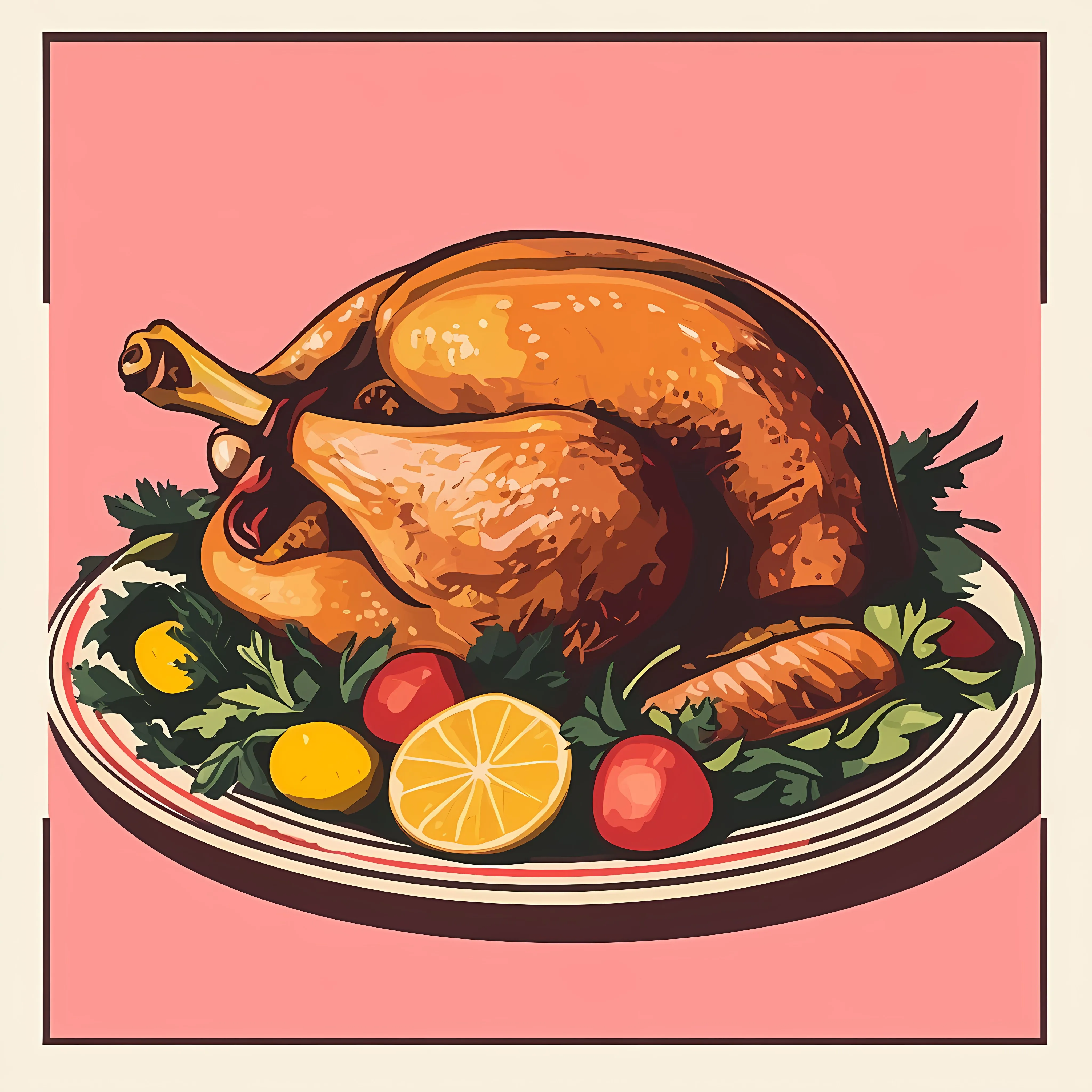 Turkey Dinner Poster on Pink Background — free download from Dotvec