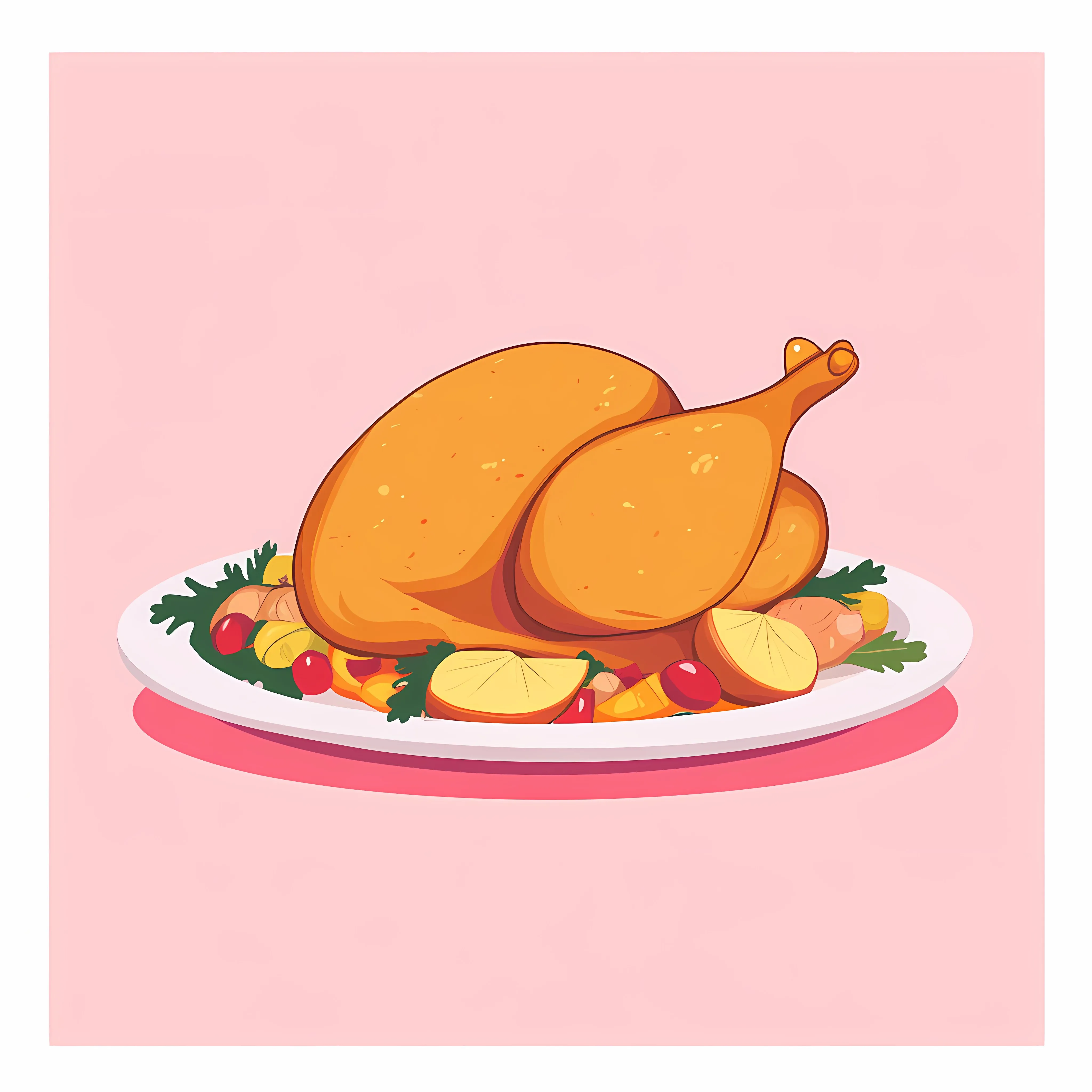 Turkey Dinner Poster on Pink Background — free download from Dotvec