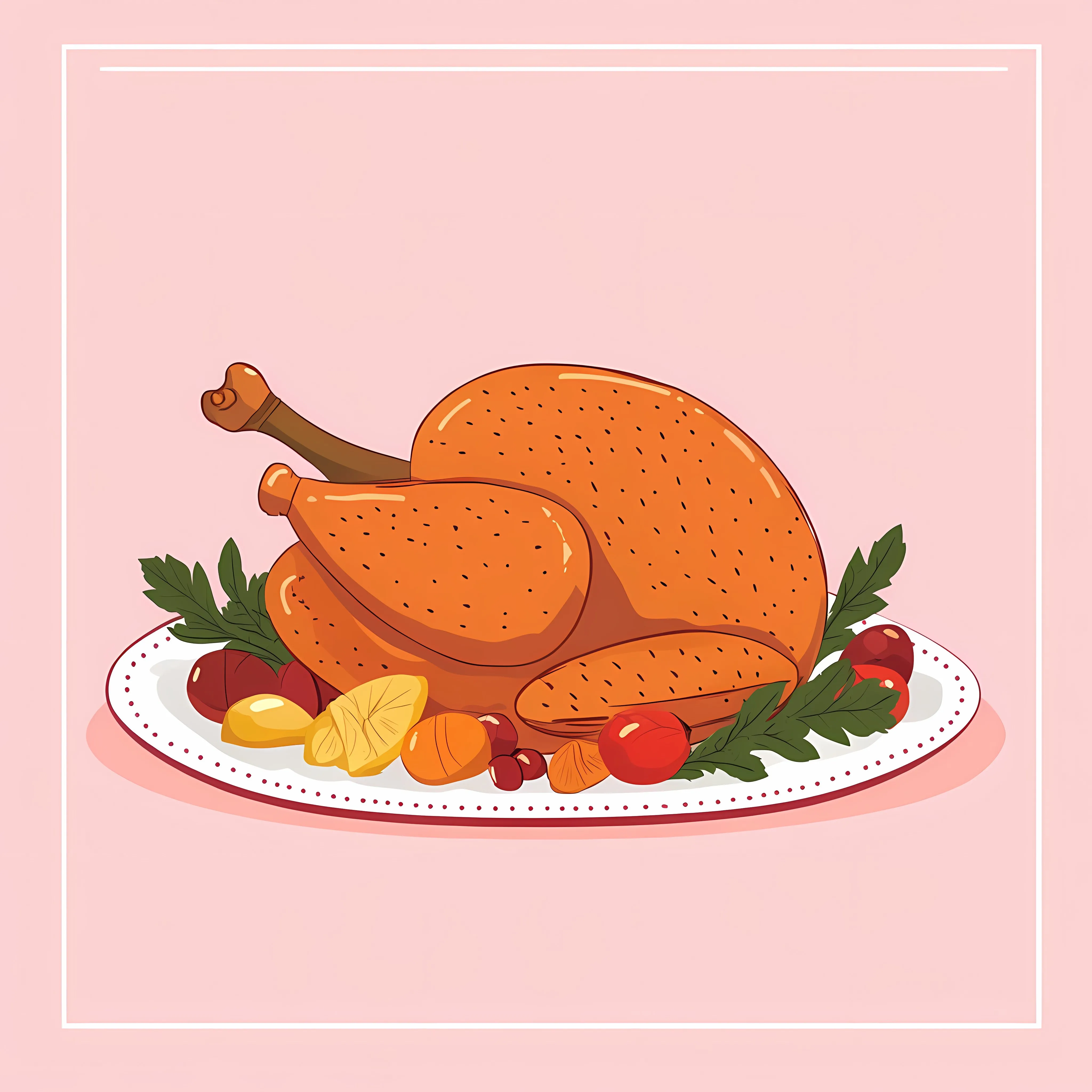 Turkey Dinner Poster on Pink Background — free download from Dotvec