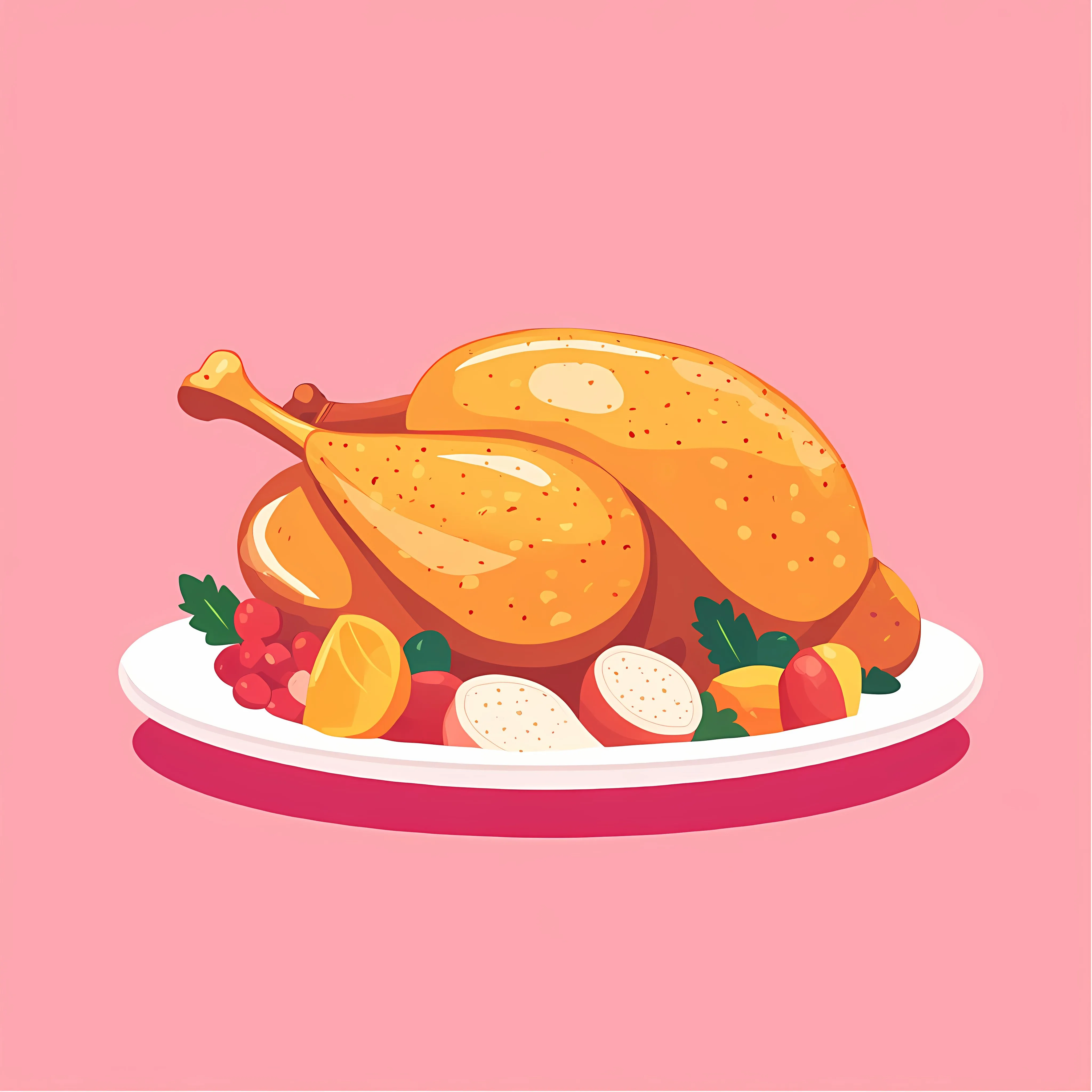 Turkey Dinner Poster on Pink Background — free download from Dotvec