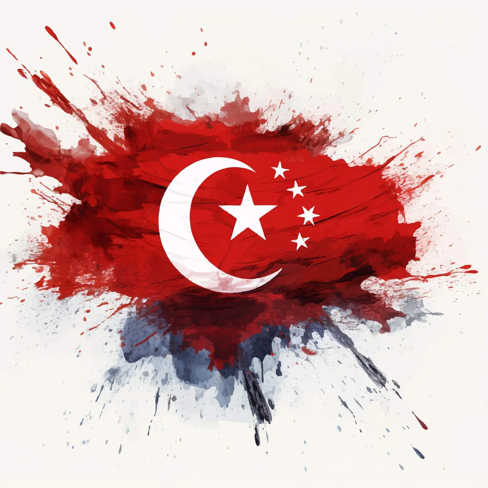 Turkey Flag Acrylic Painting with Grunge Effect — free download from Dotvec