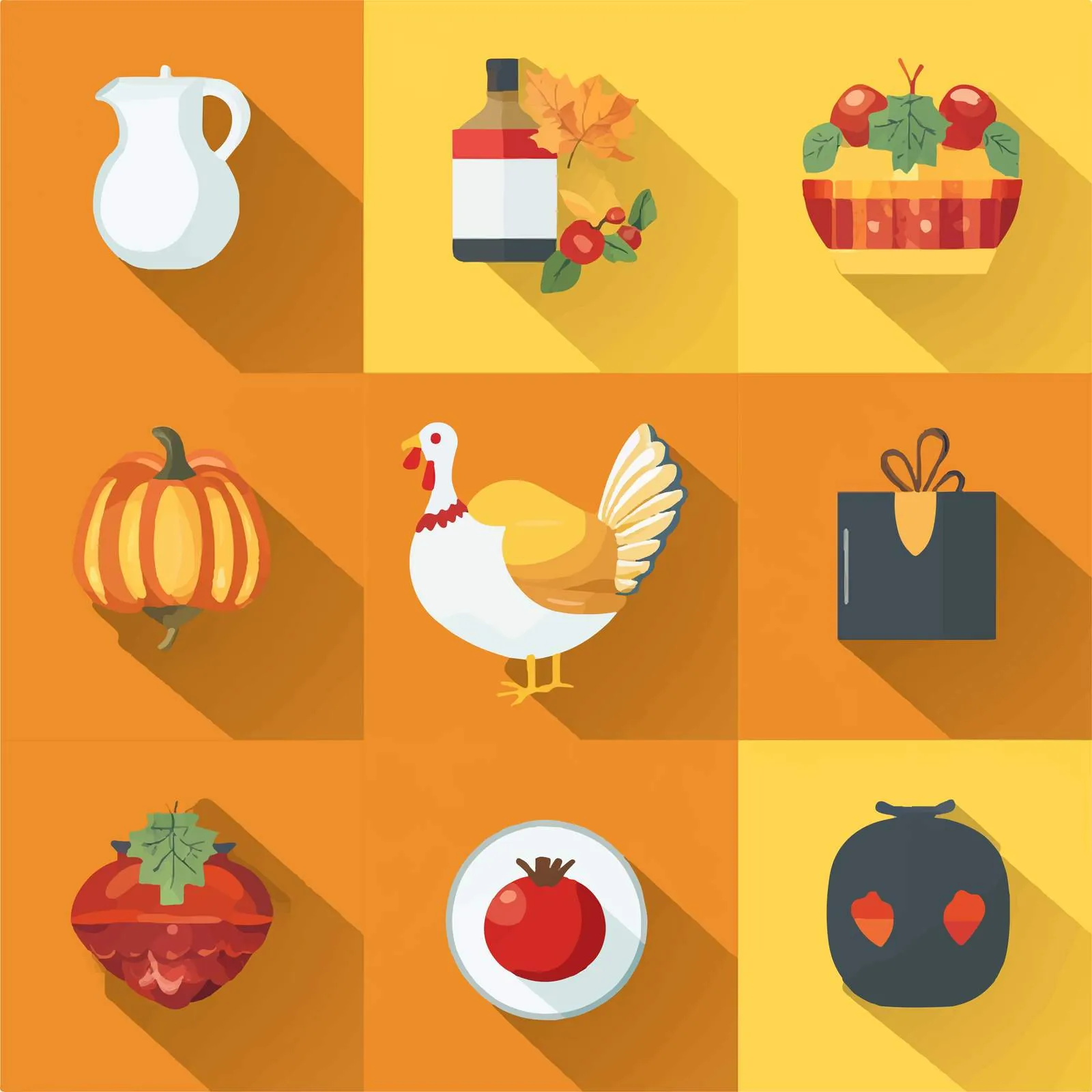 Thanksgiving Day Turkey with Icon Set Vector – free mashed image from Dotvec