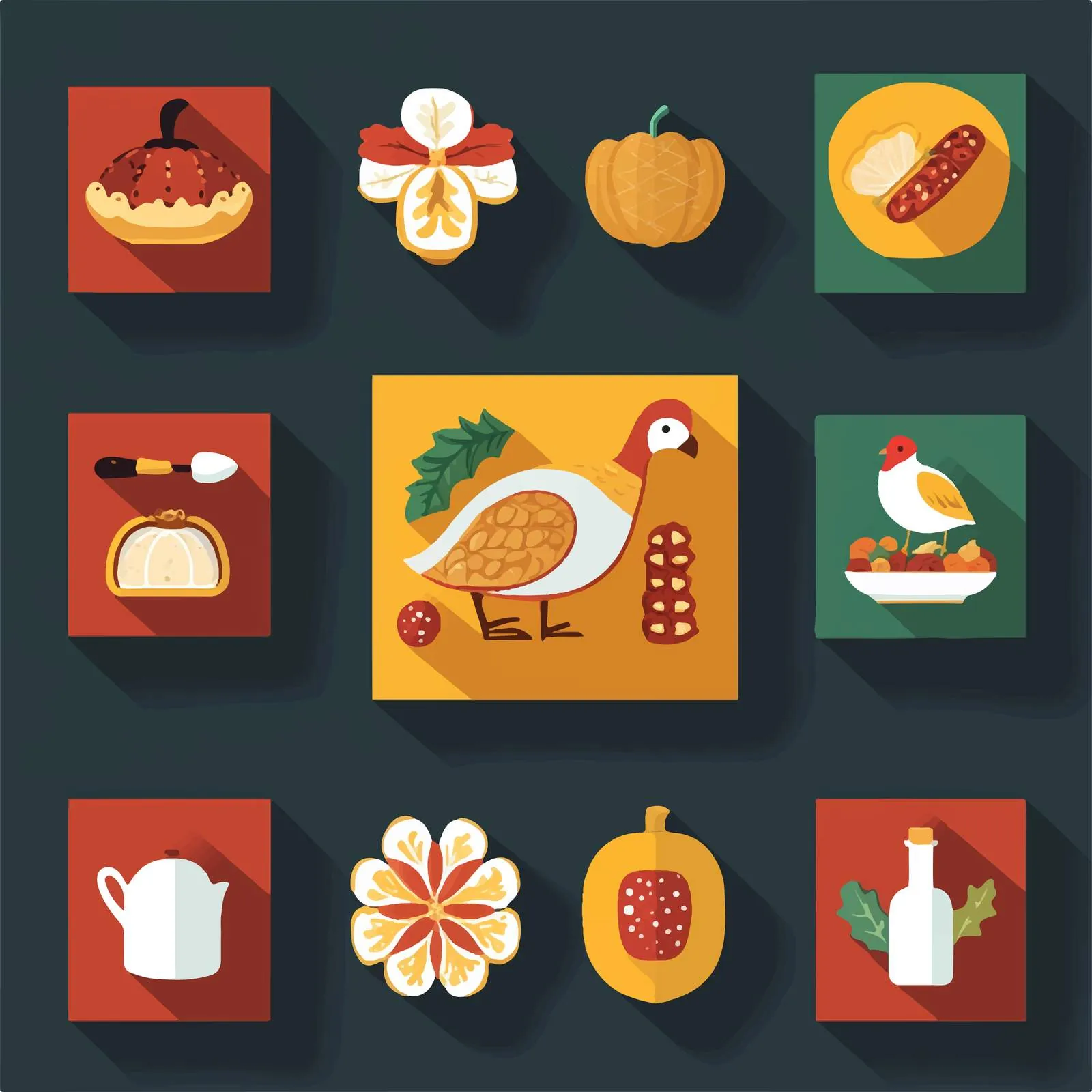 Thanksgiving Turkey with Icon Set Vector Illustration — free download from Dotvec