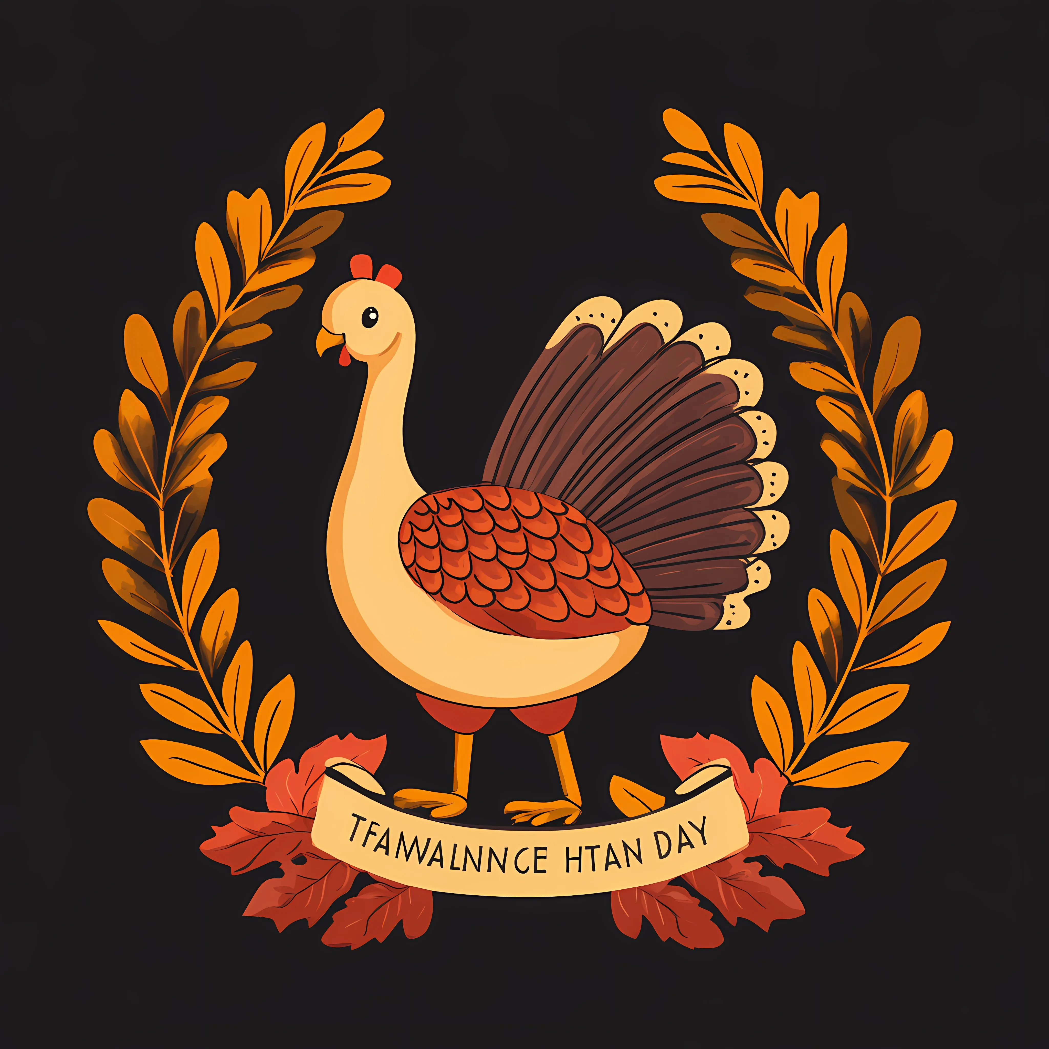 Thanksgiving Turkey Ribbon and Leaf Design – free colorful ribbon image from Dotvec