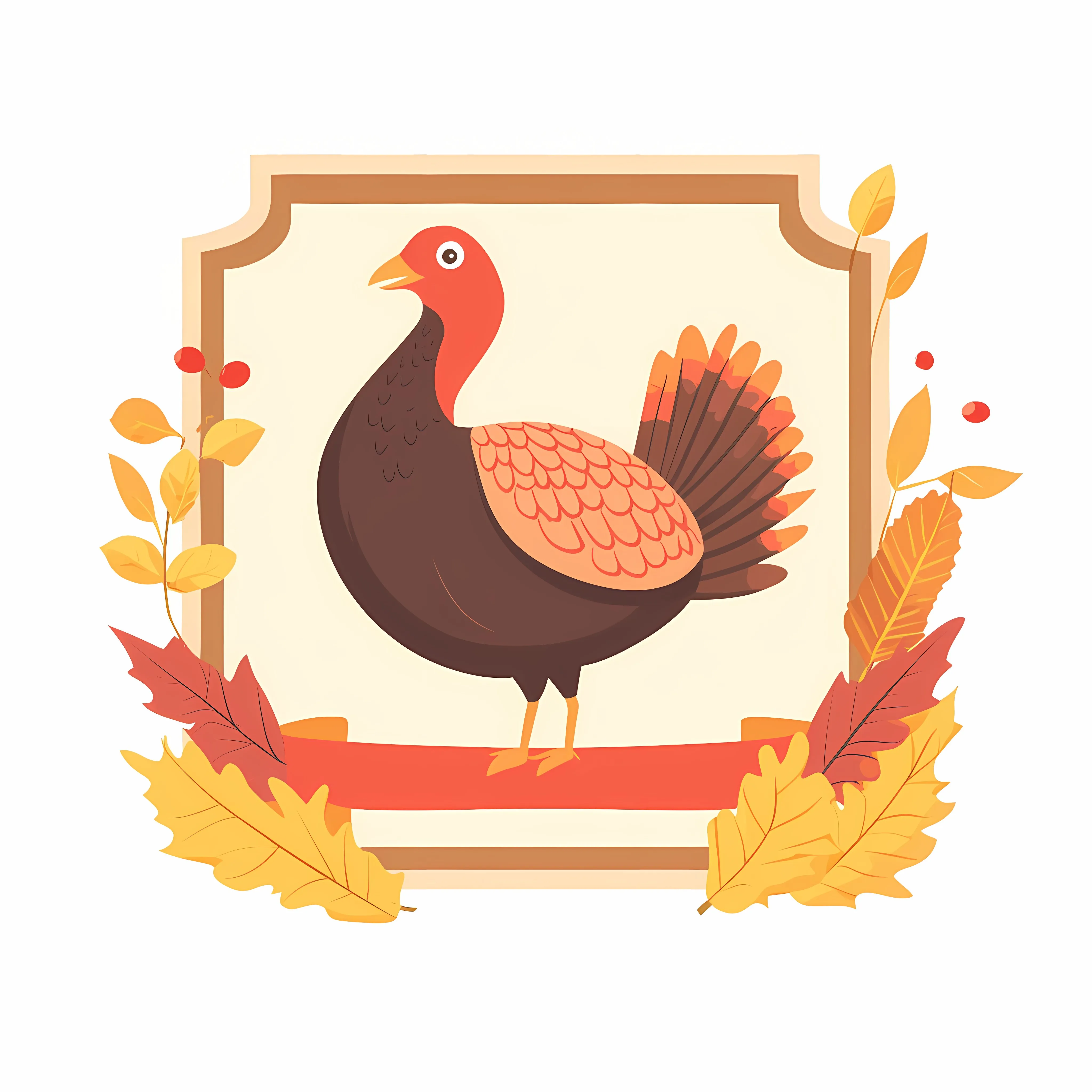 Thanksgiving Day Turkey Ribbon and Leaves Vector – free thanksgiving table image from Dotvec