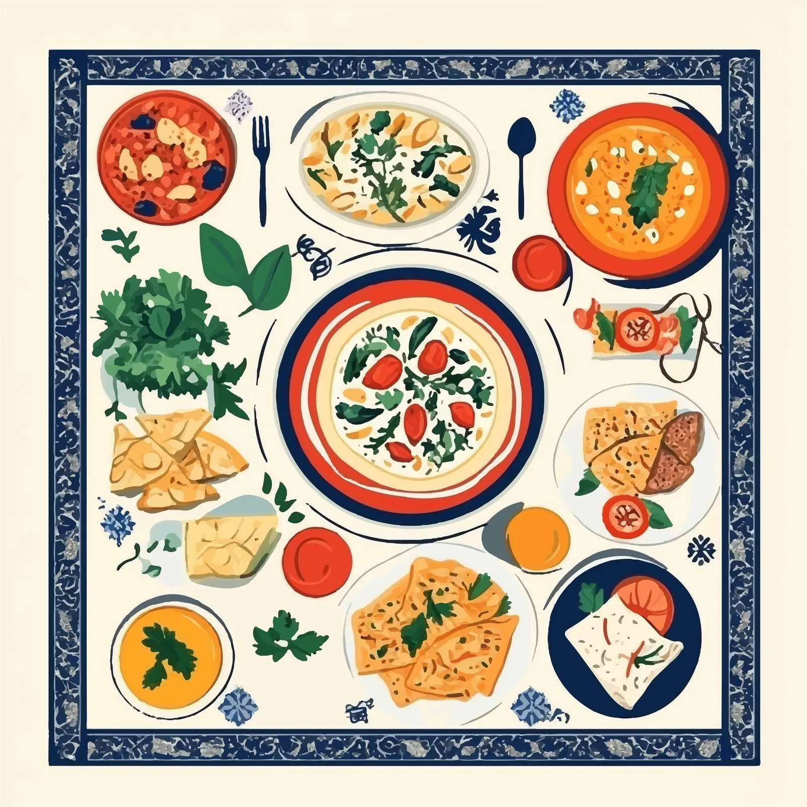 Traditional Turkish Food Flat Vector Illustration – free culinary traditions image from Dotvec
