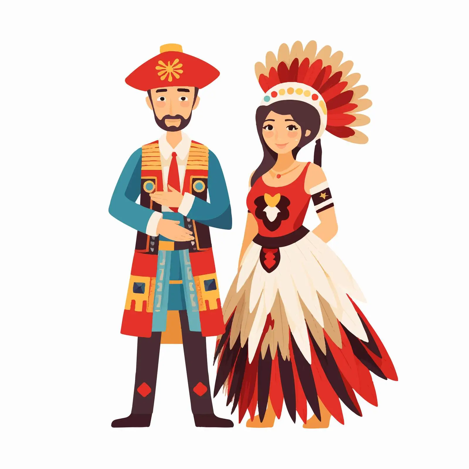 Turkish Man and Woman in National Costume Vector — free download from Dotvec