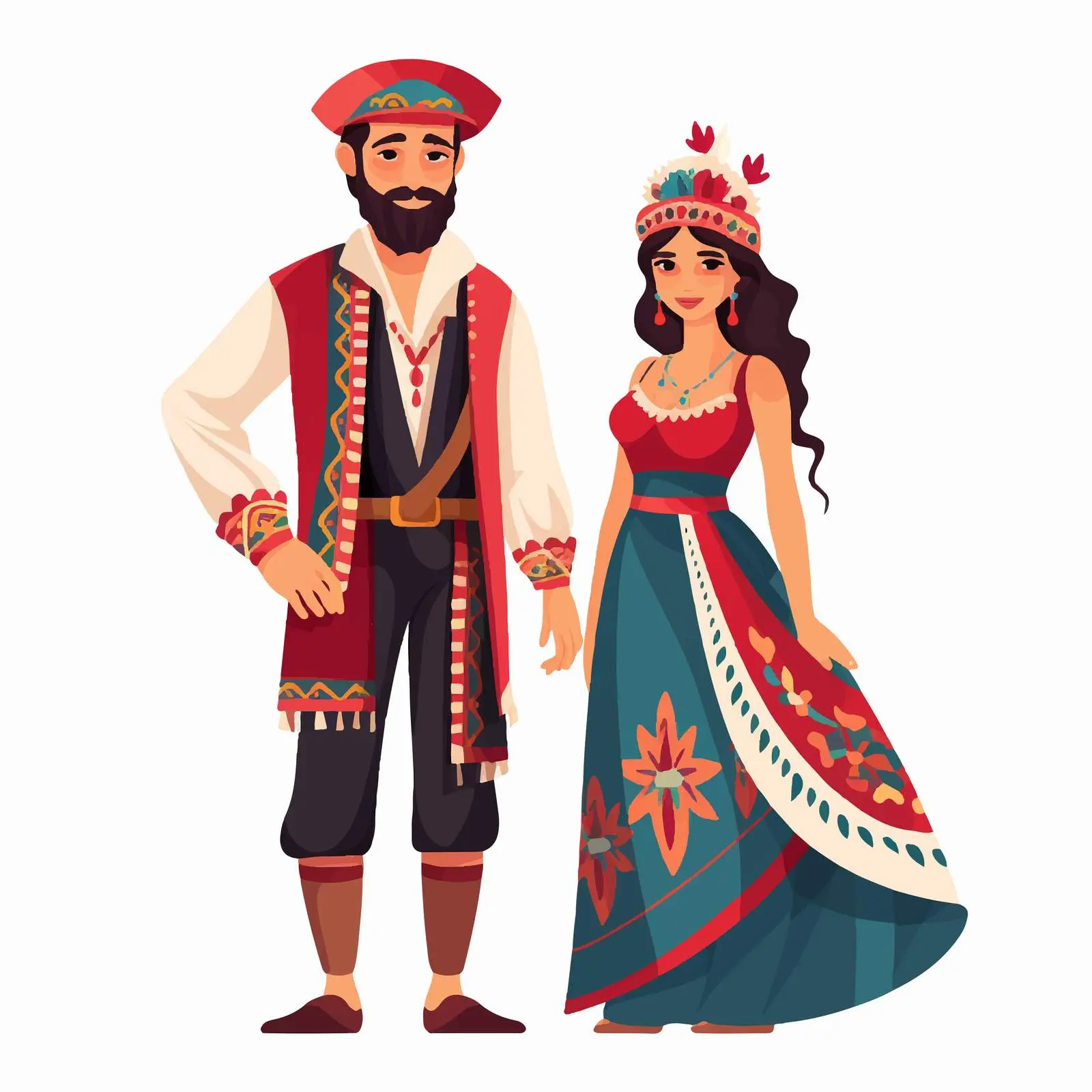 Turkish Couple in Traditional National Costume Vector — free download from Dotvec