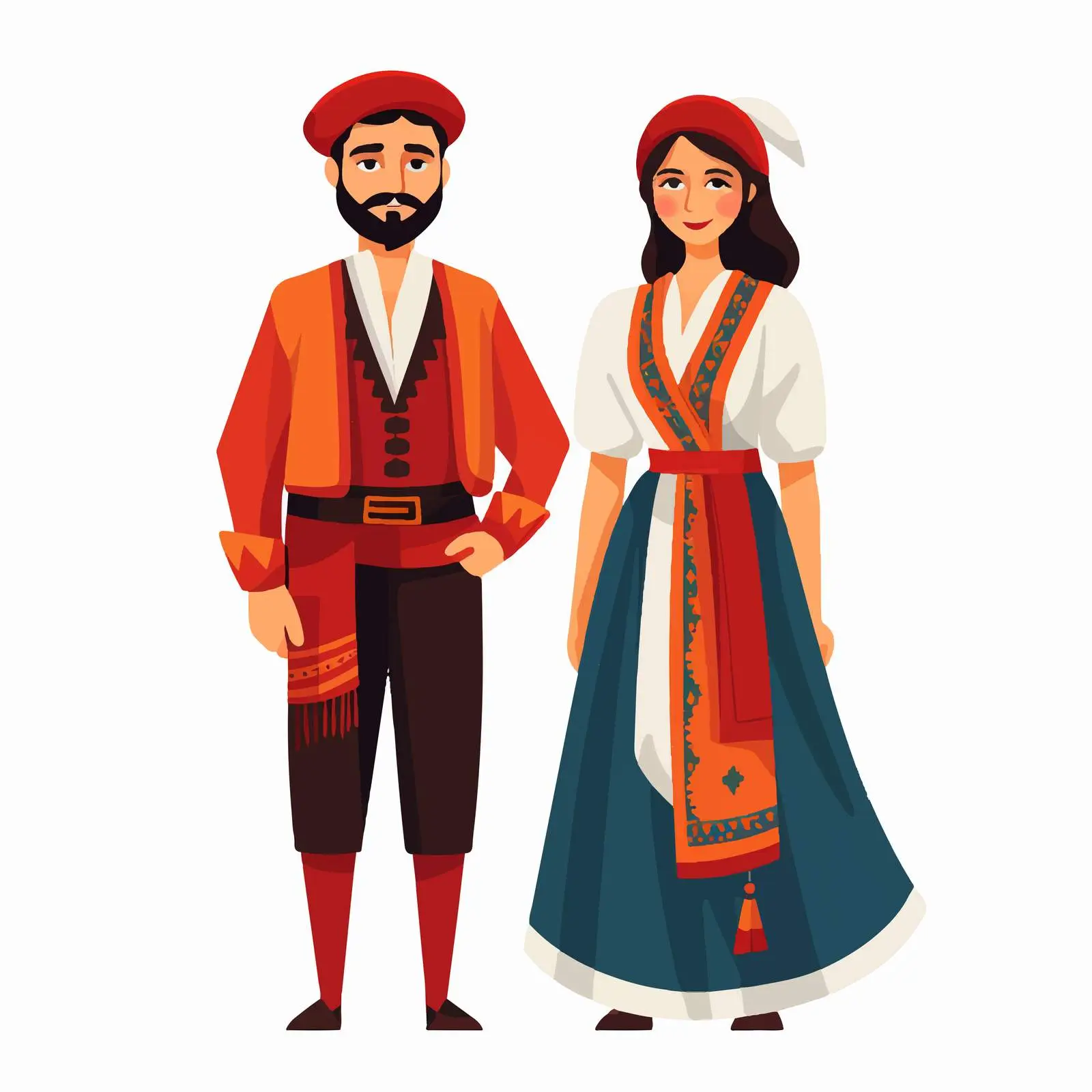 Turkish Couple in Traditional National Costume Vector – free historical costume image from Dotvec