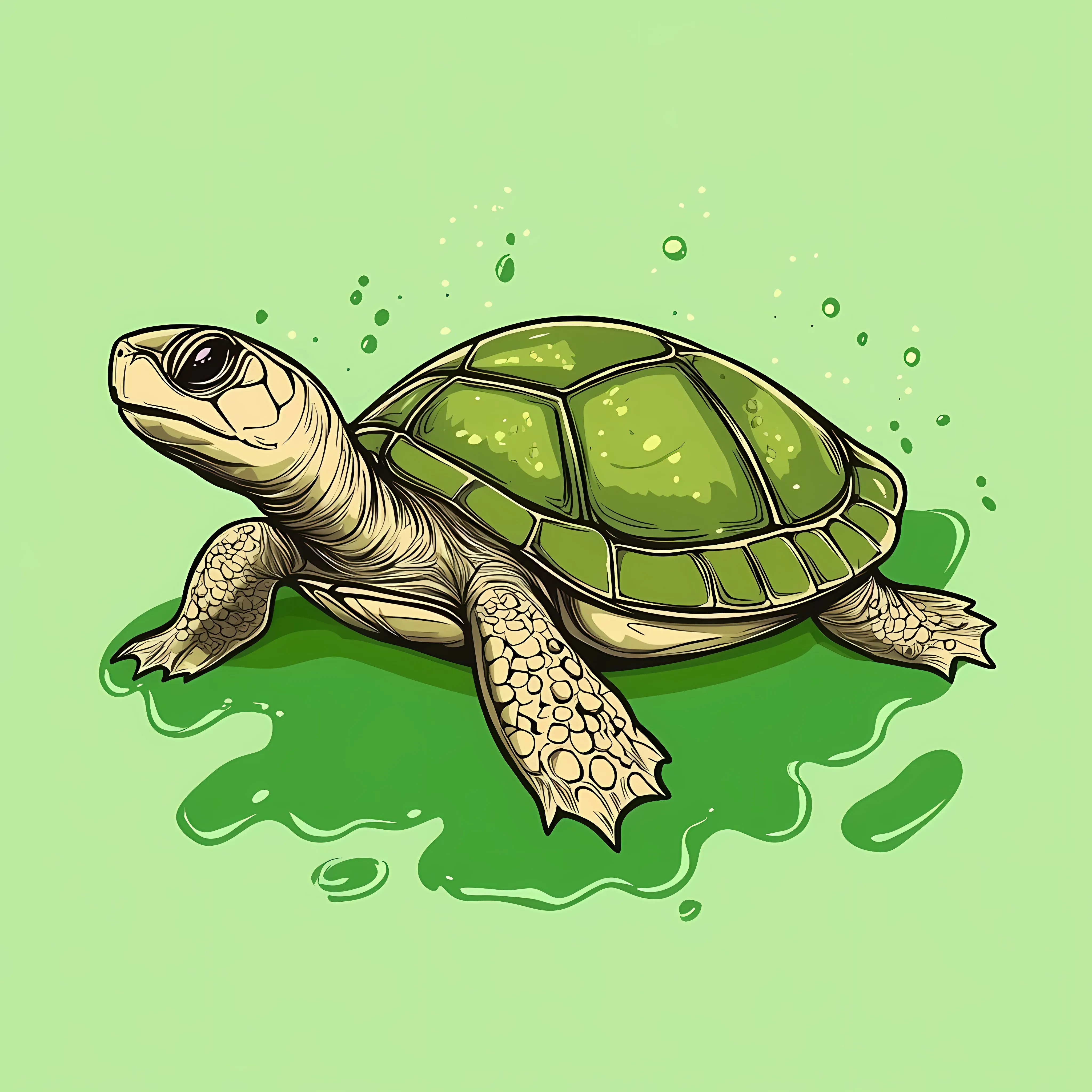Hand Drawn Turtle Sketch on Green Background — free download from Dotvec